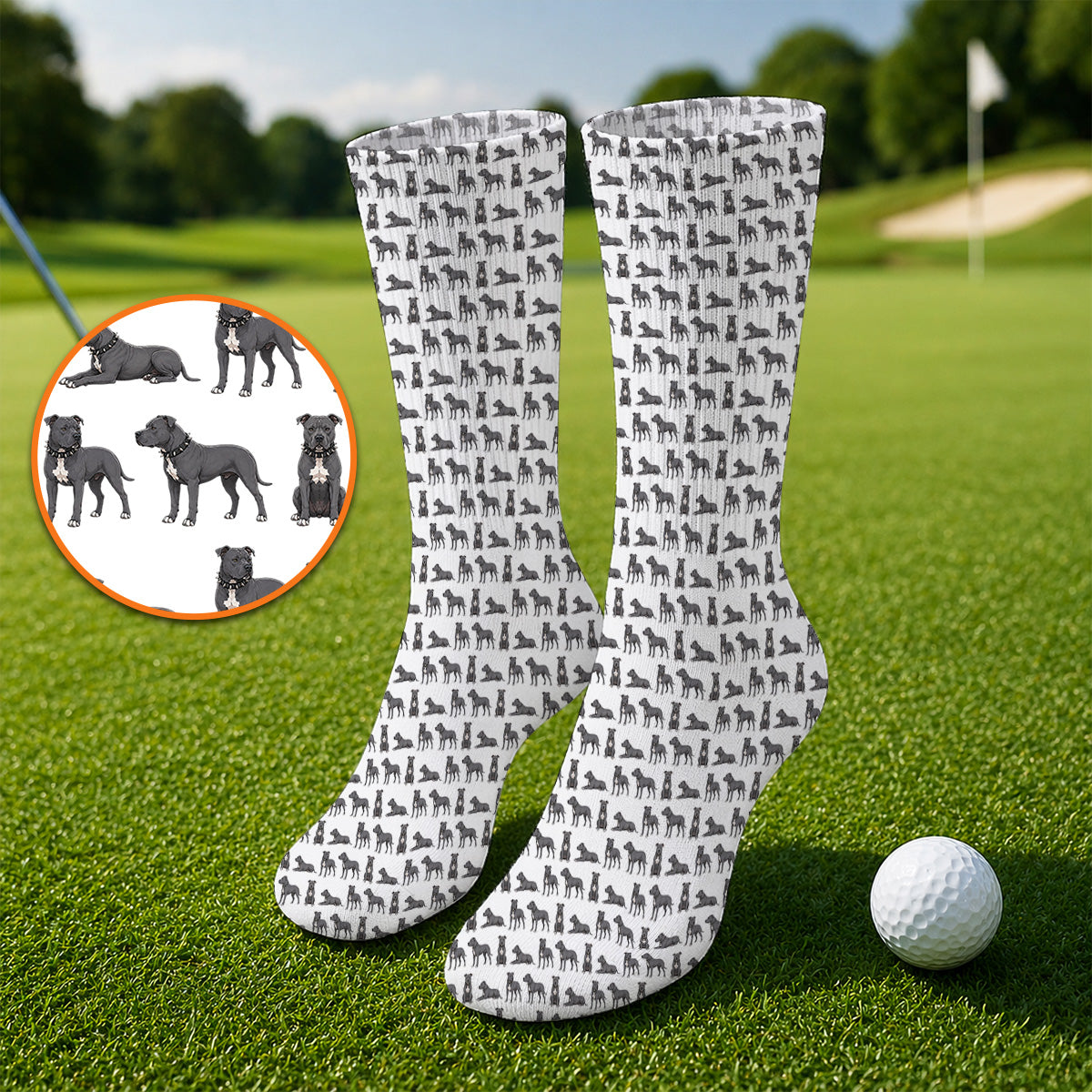Pit Bull Golf Socks, Pit Bull Pattern Golf Sock for Dog Lovers, Golf Gift For Golfer