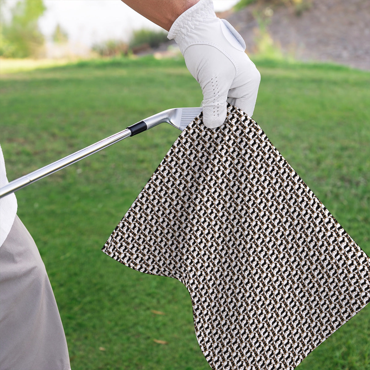 Funny Black Chihuahua Golf Towel, Cute Chihuahua Golf Pattern Towels, Dog Lovers Golf Gift For Golfer