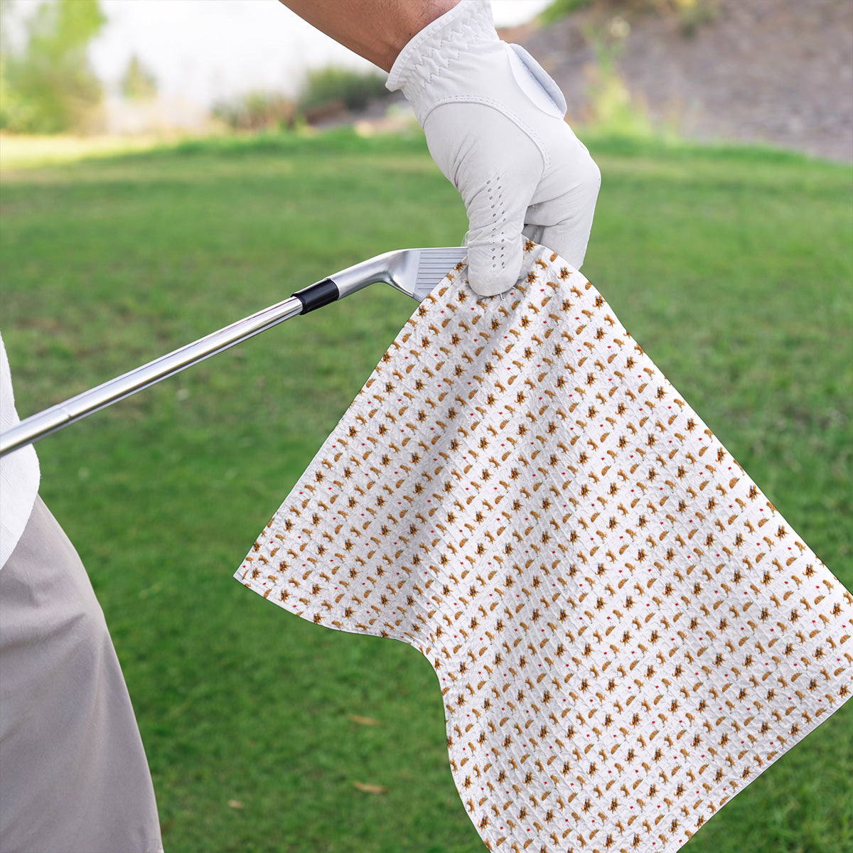 Orange Tabby Cat Golf Towels, Funny Ginger Cat Golf Pattern Towel, Unique Golf Gift For Cat Lovers