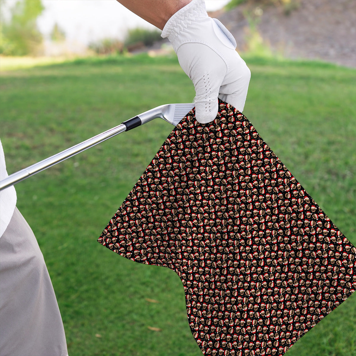 Funny Christmas Pug Golf Towels, Pug Pattern Golf Towel For Dog Lovers, Xmas Golf Gift For Golfers