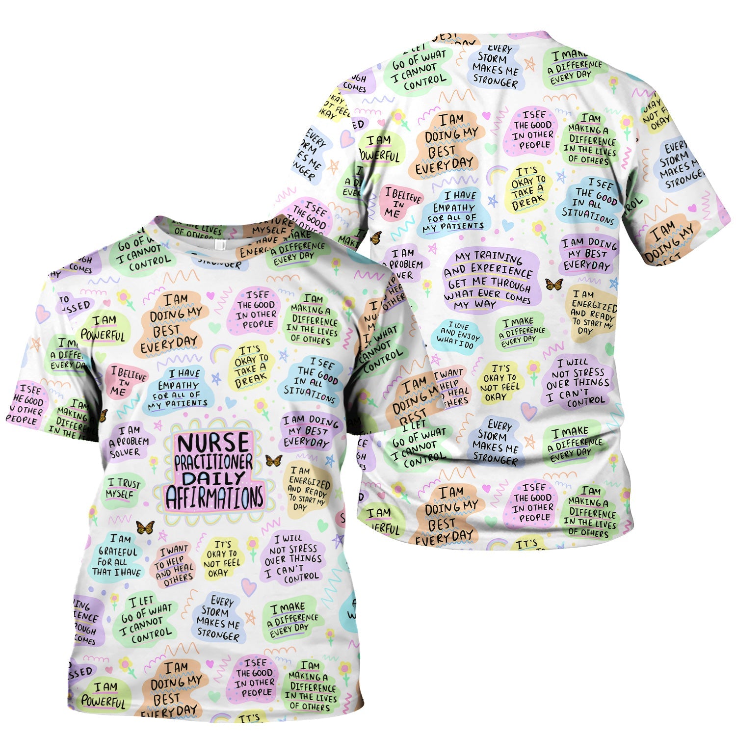 Personalized Nurse Practitioner Shirt - Daily Affirmations Pastel Design - Motivational Gift for RN LPN CNA Women