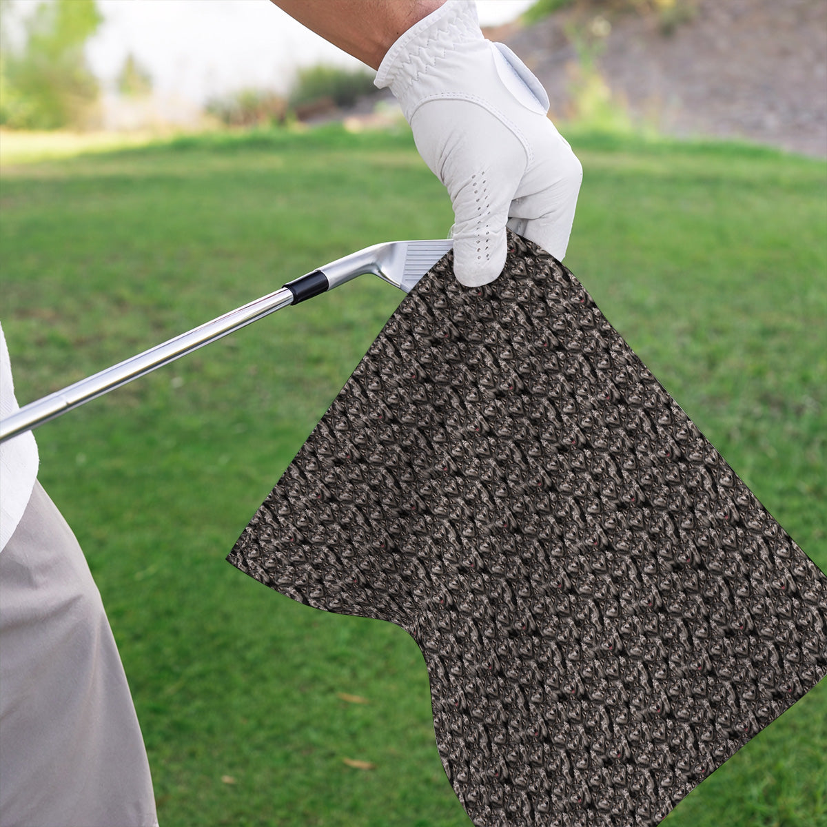 Crazy Wolf Golf Towel, Wolf Golf Pattern Towels, Golf Gift for Golfers