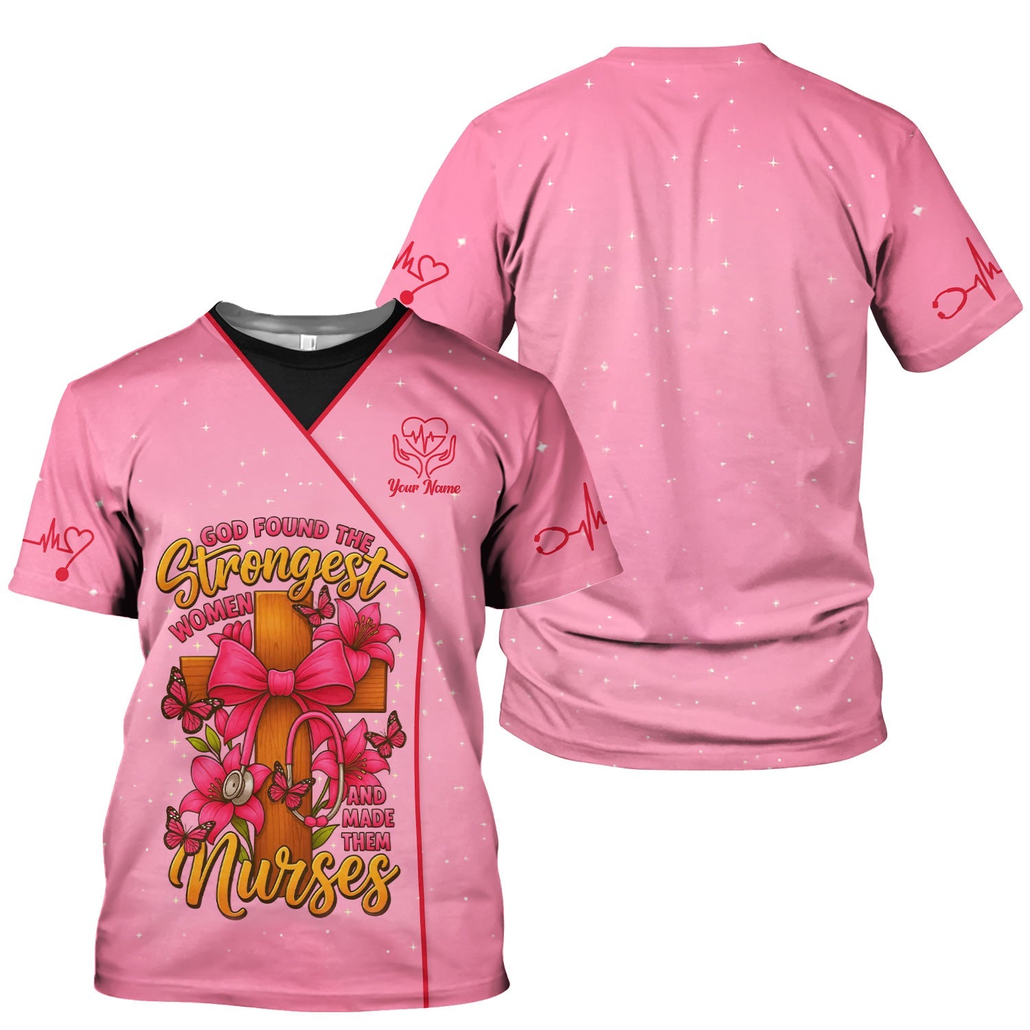 Personalized Christian Nurse T-Shirt - Strongest Women Made Nurses Design - Gift for Women RN LPN & Healthcare Workers