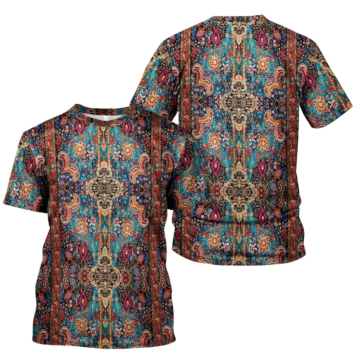 Boho Hippie T-Shirt - All-Over Print Psychedelic Paisley Graphic - Gift for Women RN LPN & Healthcare Workers