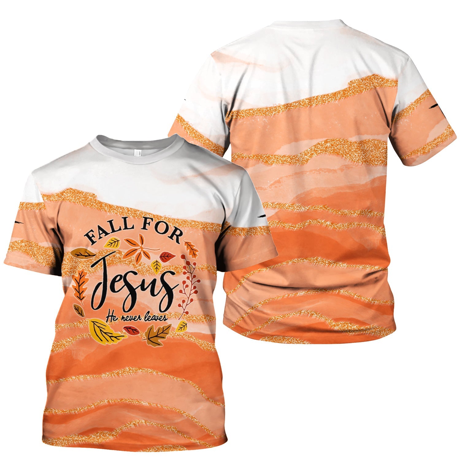 Faith Fall Shirt for Nurses - Fall for Jesus He Never Leaves Graphic Tee - Gift for Women RN LPN CNA