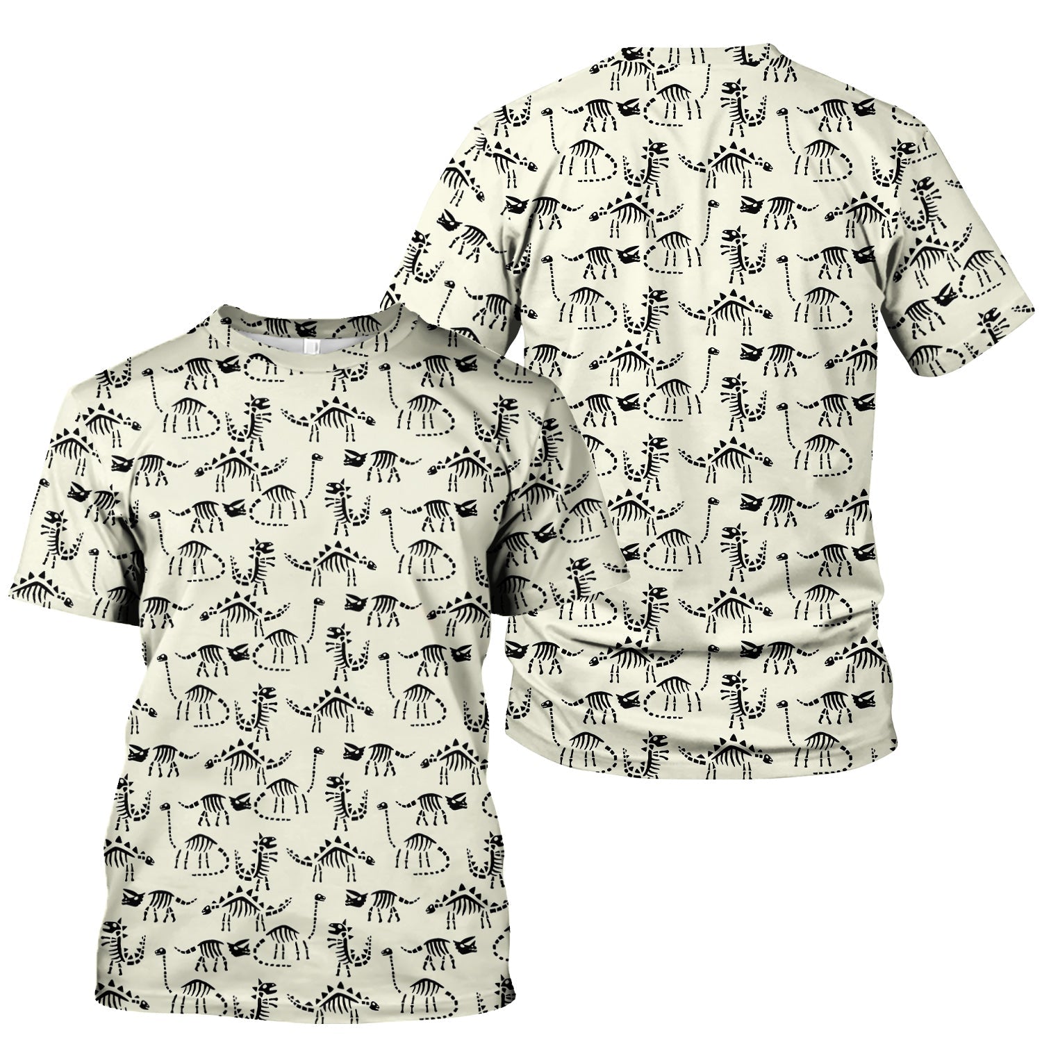 Cute Dinosaur Fossil Shirt for Nurses - T-Rex & Stegosaurus Skeleton Pattern - RN LPN CNA Healthcare Workers Gift