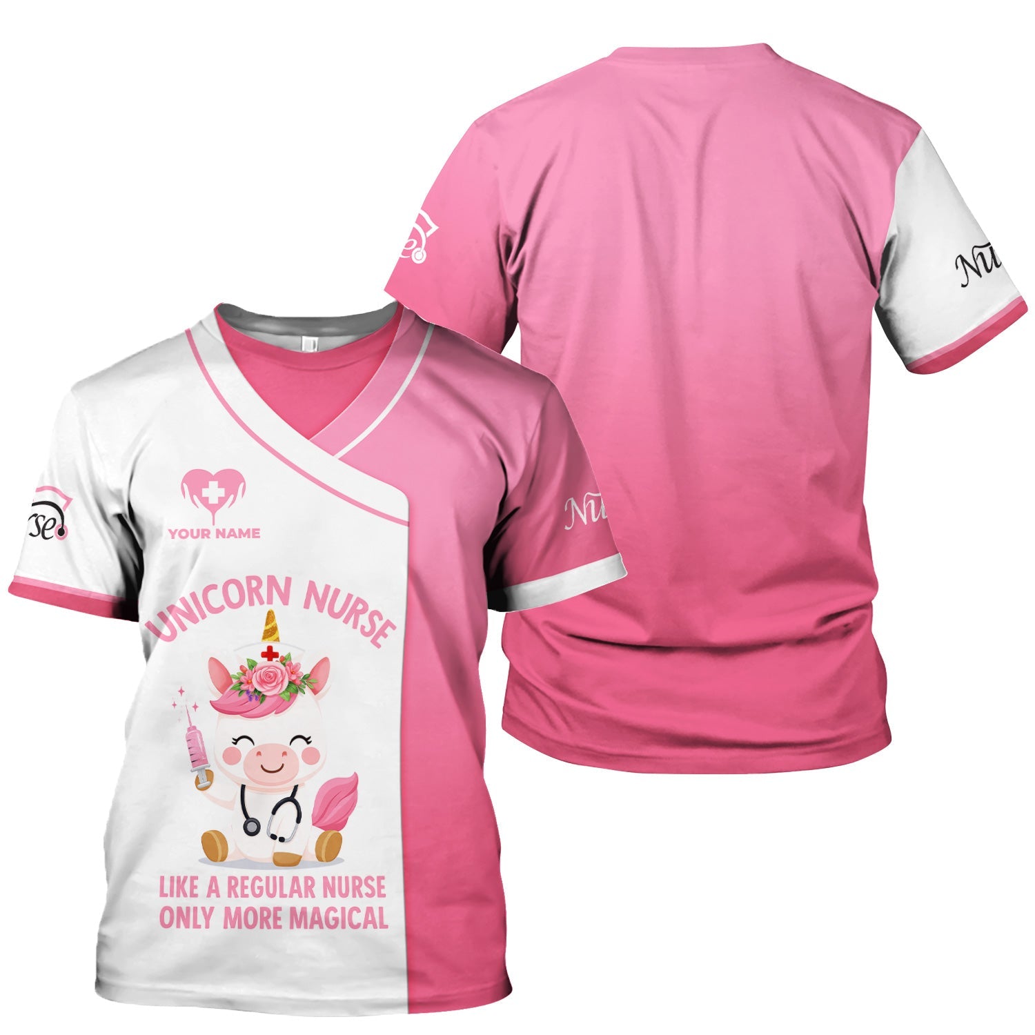 Personalized Unicorn Nurse Shirt - More Magical Funny Nurse Quote - Custom Name Gift for RN CNA LPN