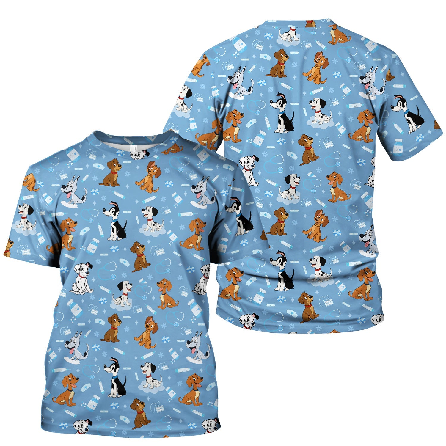 Cute Cartoon Dog Medical Shirt - Puppy Pattern Top for Veterinarians, Vet Techs, Animal Lovers - Fun Pet Care Gift for Dog Mom and Dad