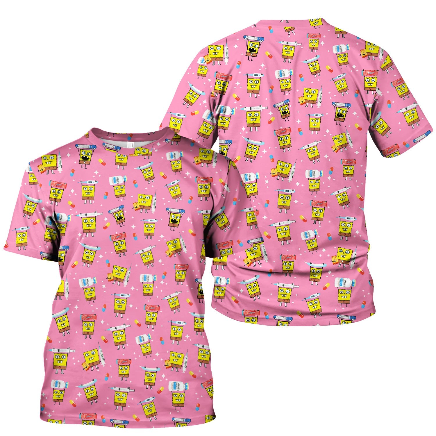 Funny Cartoon Character Shirt - All Over Print Graphic Tee for Women - Gift for RN LPN Healthcare Workers