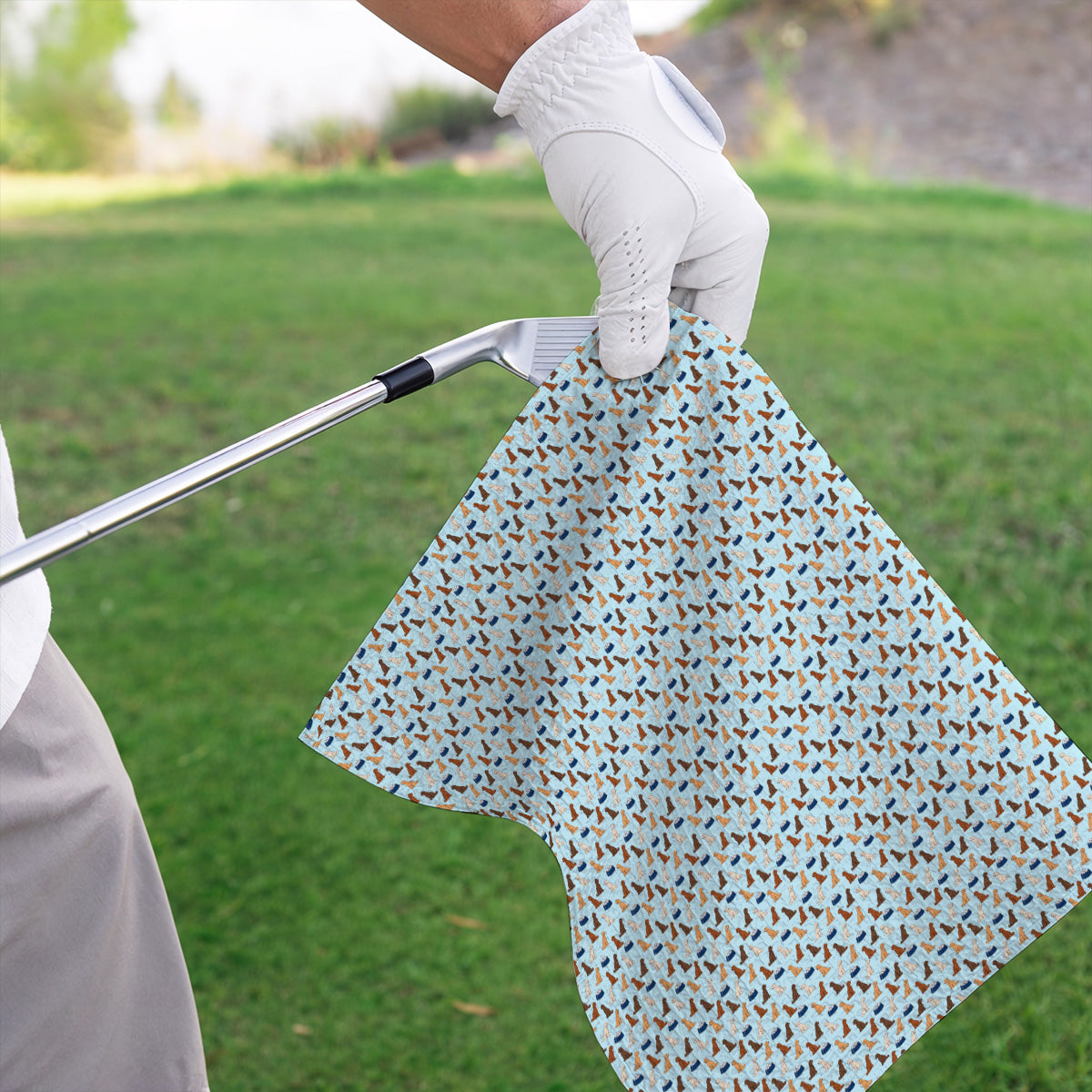 Funny Goldendoodle Pattern Golf Towels, Doodle Dog & Golf Ball Towel, Golf Gift for Golfers