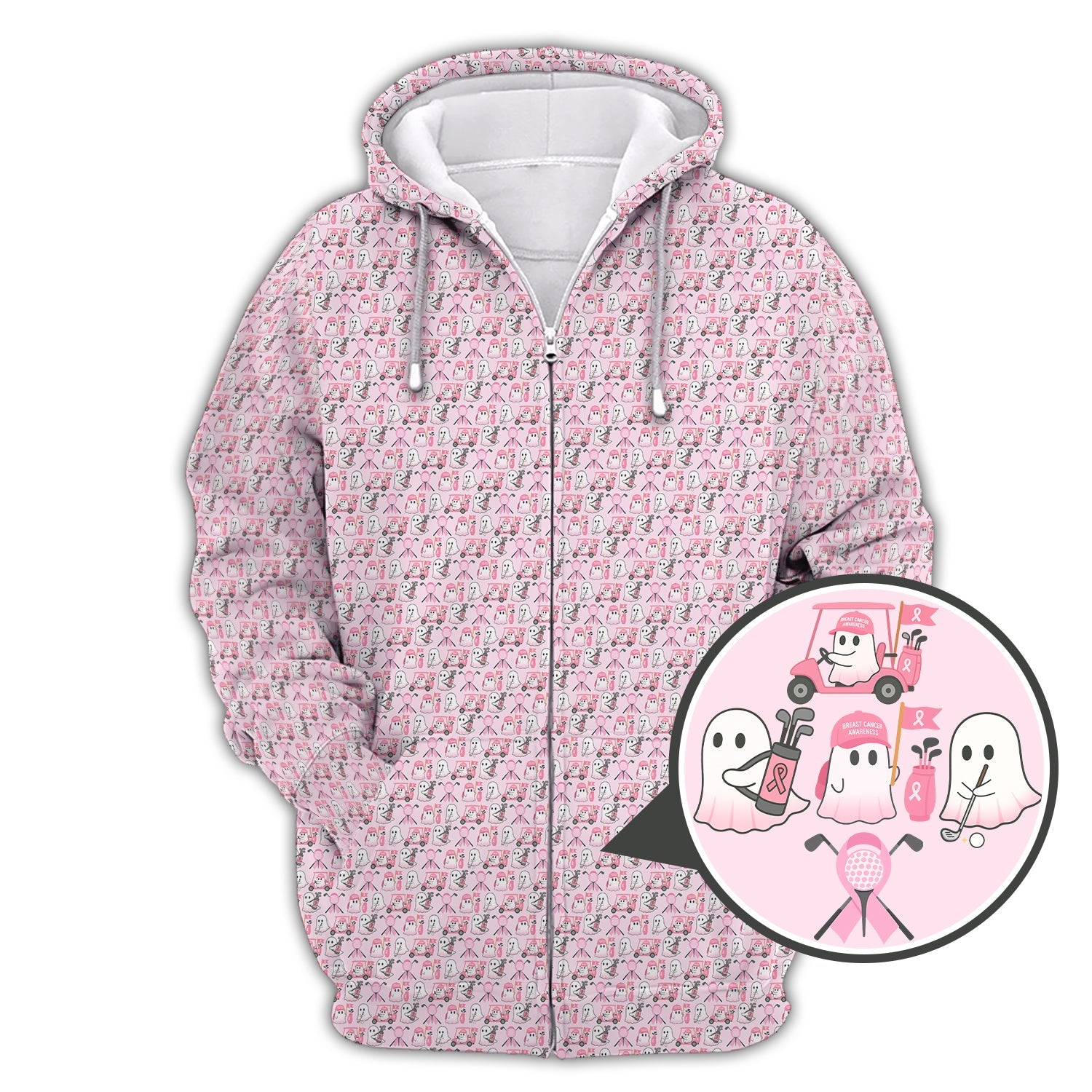 Ghost Of Halloween Pattern Golf Shirt, Funny Breast Cancer Golf Shirt, Ladies Golf Shirts