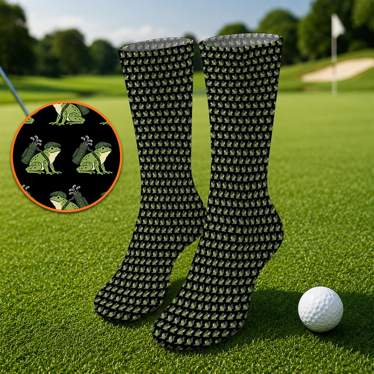 Funny Frog Golf Socks, Cute Frog Pattern Golf Sock, Unique Golf Gift For Golfer
