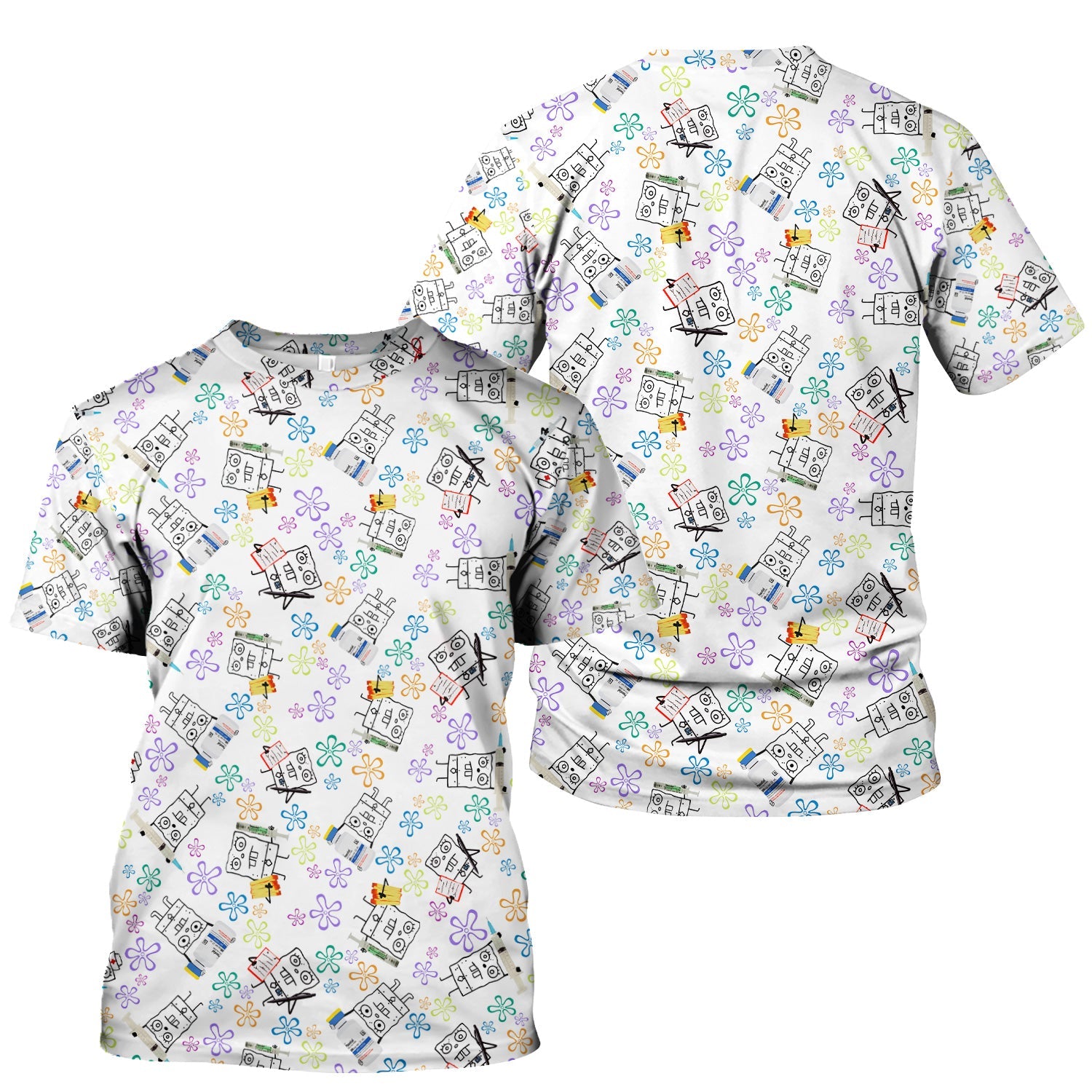 Cute Doodle Bob Energy Drink Nurse Shirt - Cartoon Medical Graphic Tee for Women - Gift for  RN MD CNA RT