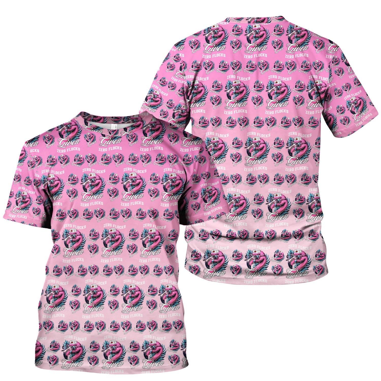Funny Flamingo Nurse Shirt - Zero Flocks Given Pink Graphic Tee - RN LPN CNA Healthcare Workers Gift
