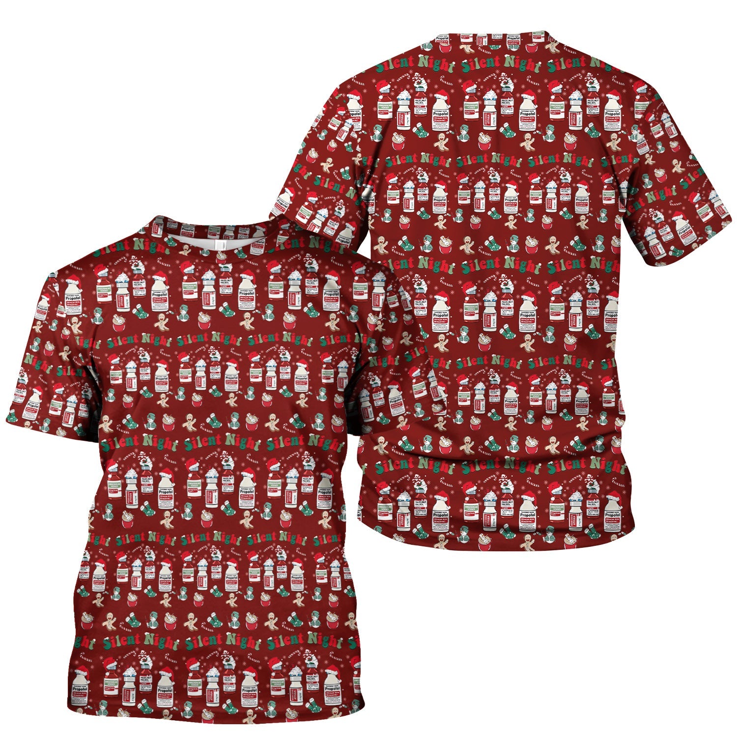 Funny Pharmacist Christmas Shirt - Cute Santa Hat Medication Graphic Tee - Holiday Gift for RN LPN CNA
