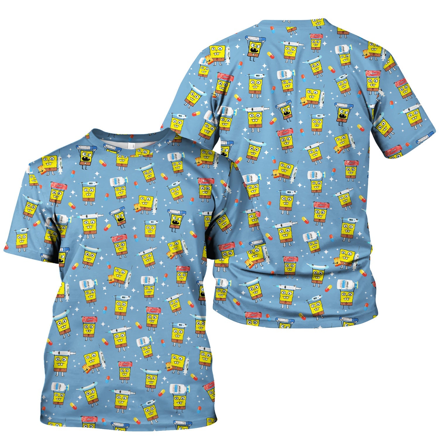 Funny Cartoon Character Shirt - All Over Print Graphic Tee for Women - Gift for RN LPN Healthcare Workers