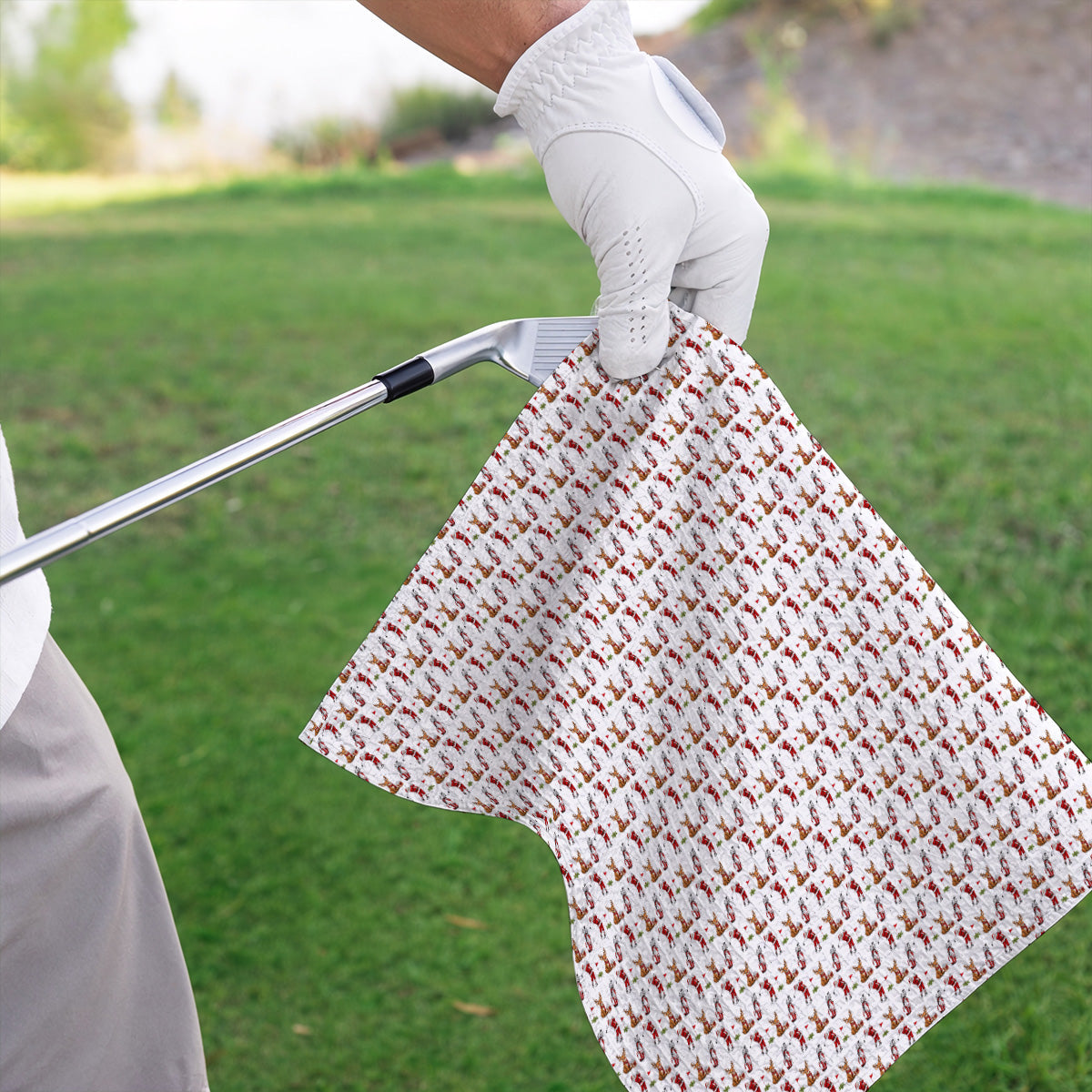 Christmas Golf Pattern Towels, Santa Reindeer Golf Towel, Xmas Gift For Golfers