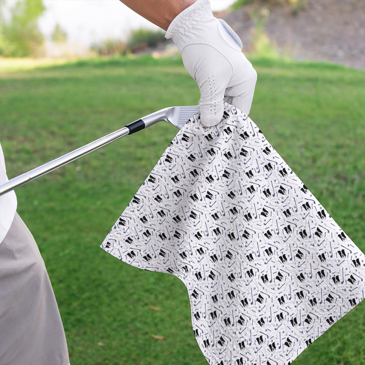 Funny Border Collie Golf Towels, Border Collie Pattern Golf Towel for Dog Lovers, Golf Gift for Golfer