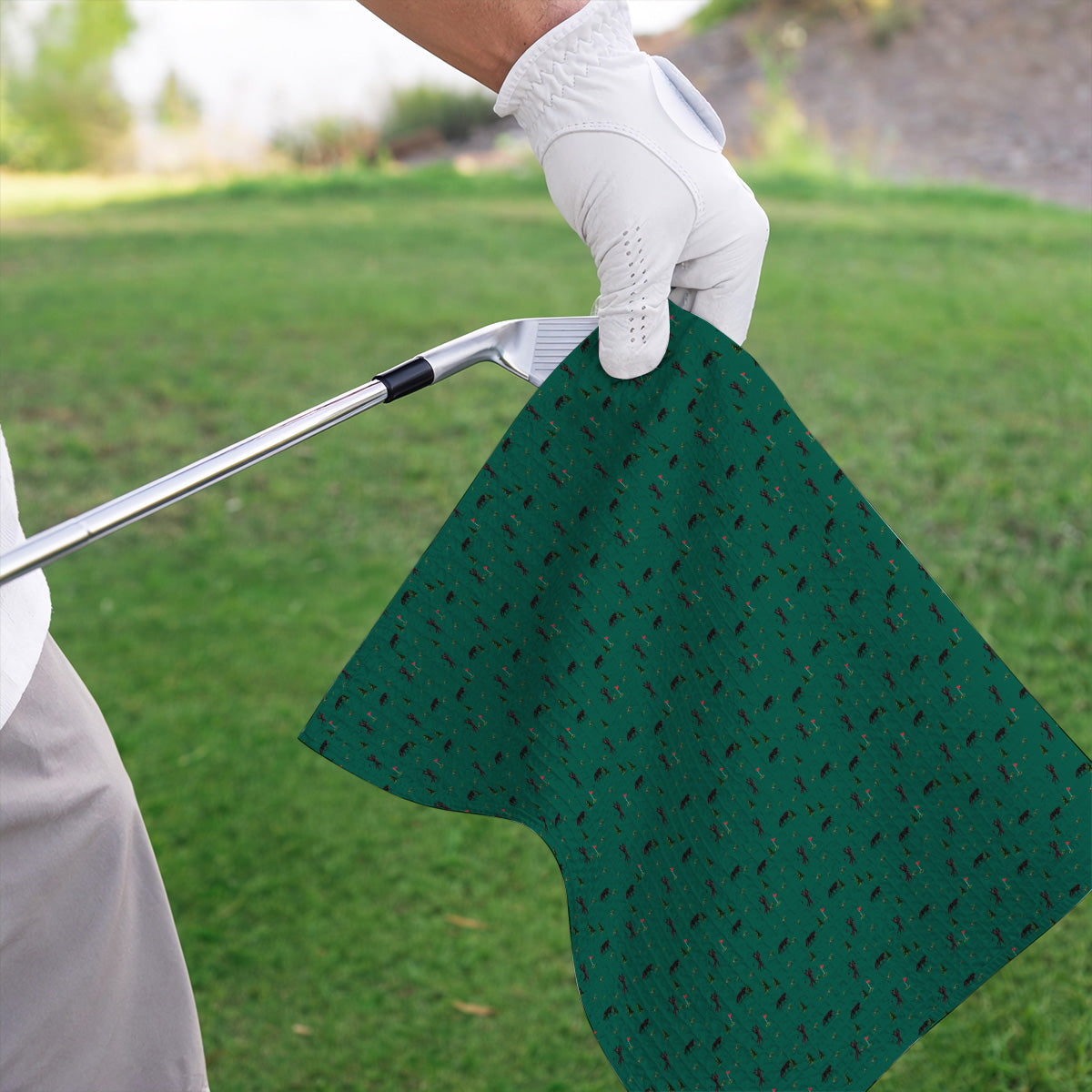 Black Wolf Pattern Golf Towels, Crazy Wolf Golf Towel, Wilderness Golf Gift for Golfers