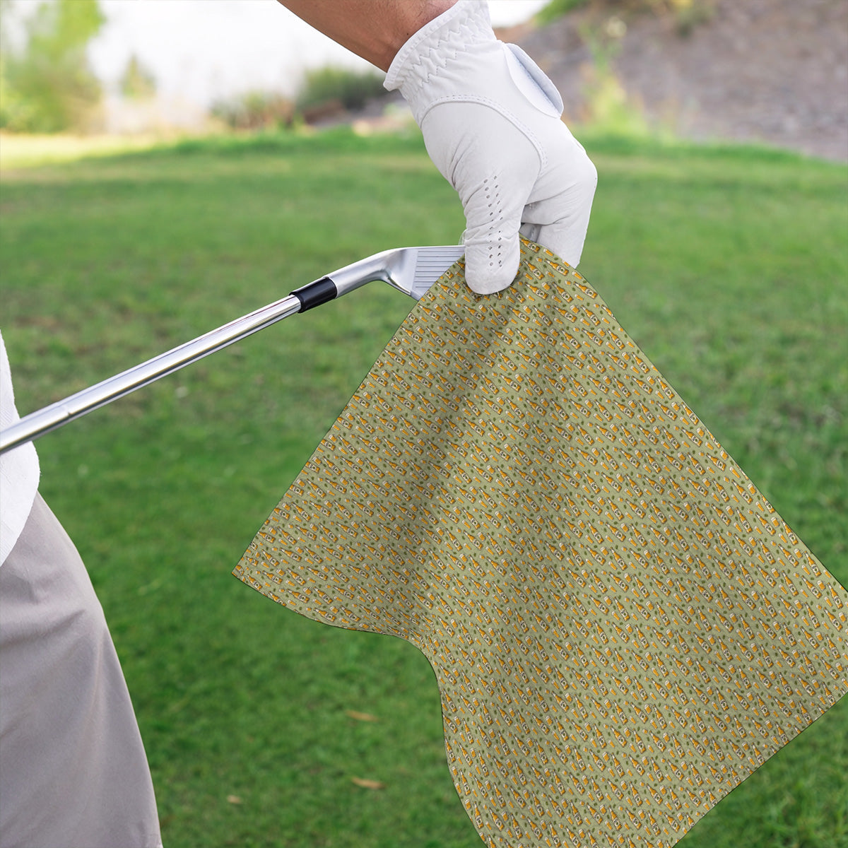 Beer Pattern Golf Towel, Funny Beer Golf Towels, Golf Gift For Beer Lovers
