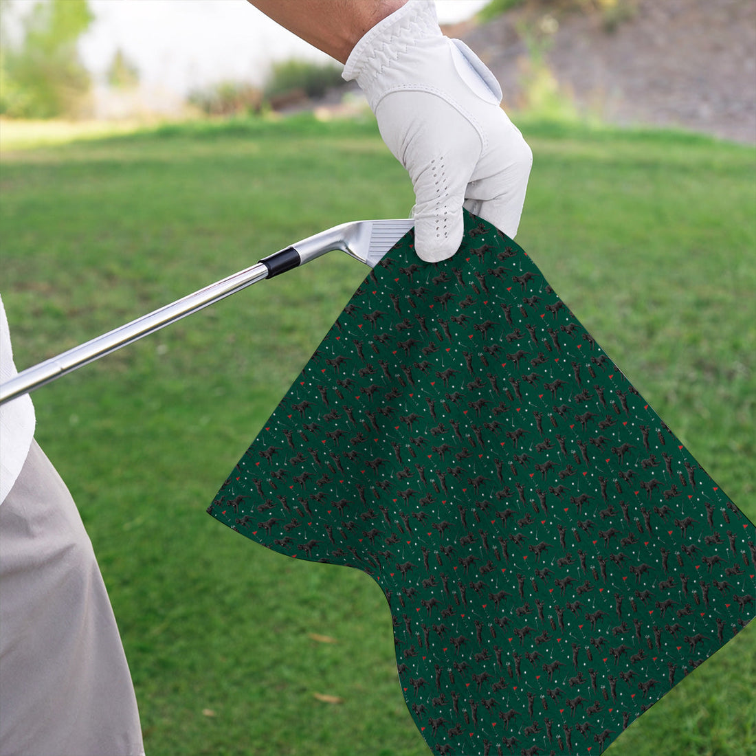 Crazy Cane Corso Pattern Golf Towel, Black Cane Corso Golf Towels for Dog Lovers, Golf Gift for Golfers