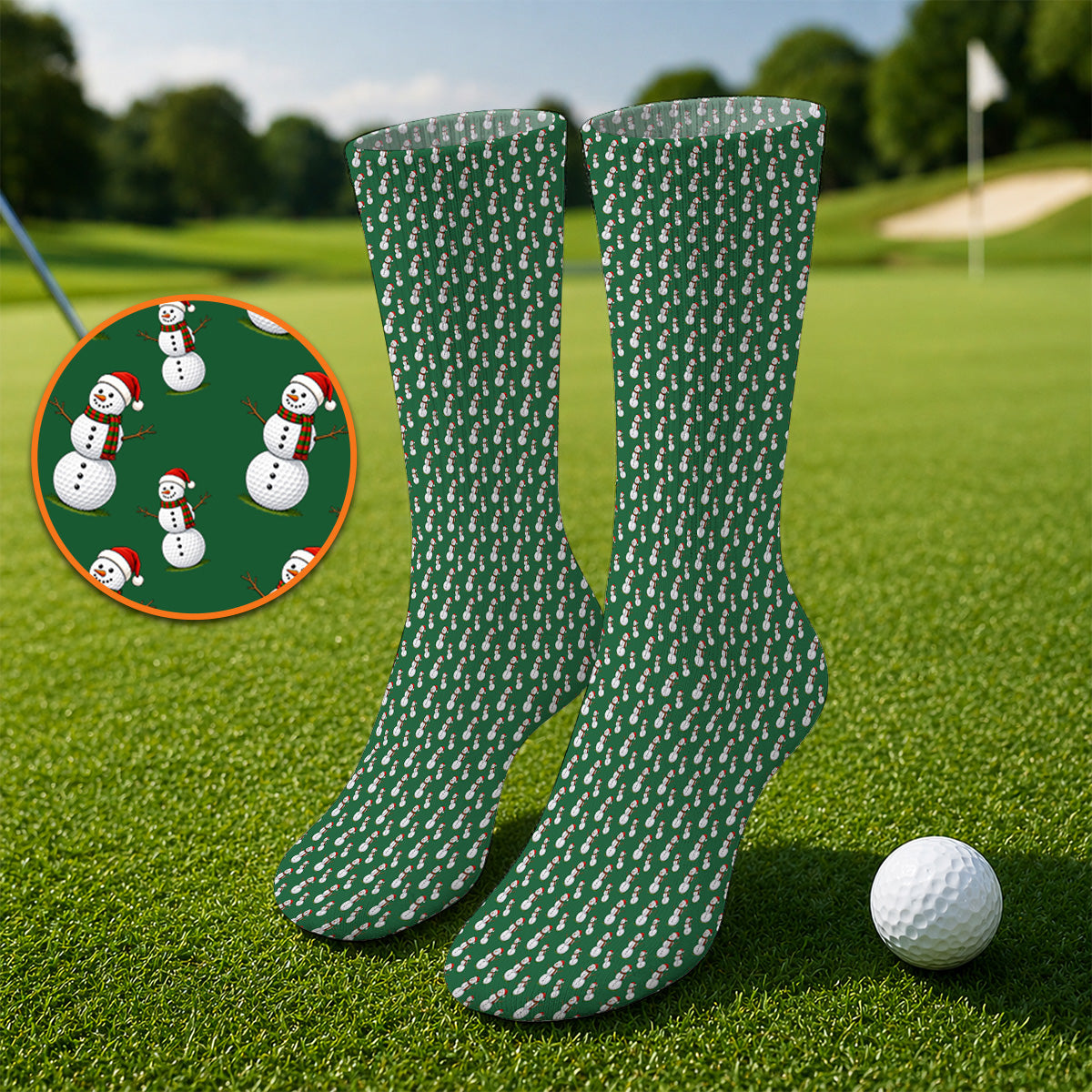 Snowman Christmas Golf Socks, Funny Xmas Golf Sock, Golf Gift for Golfer