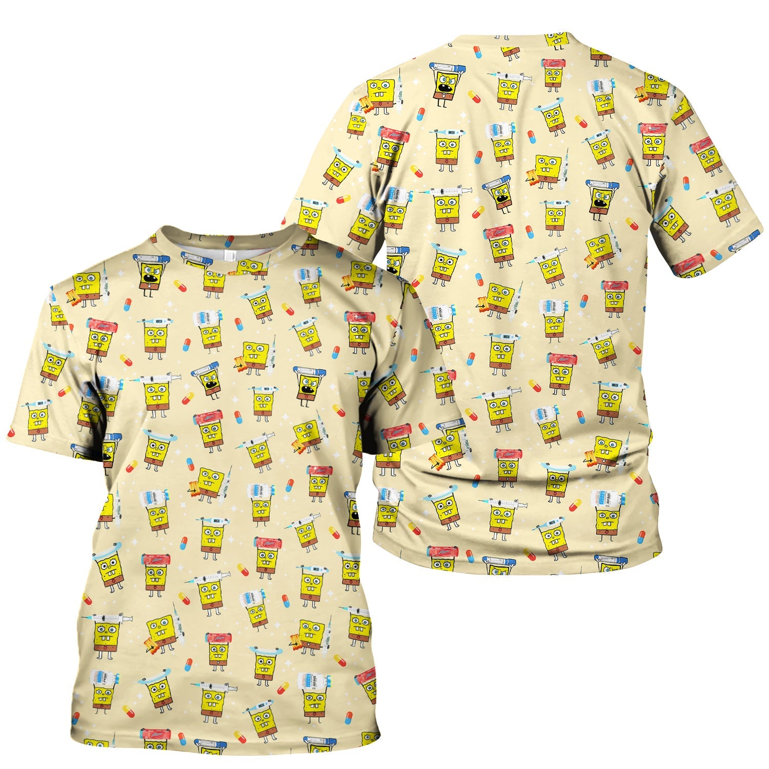 Funny Cartoon Character Shirt - All Over Print Graphic Tee for Women - Gift for RN LPN Healthcare Workers