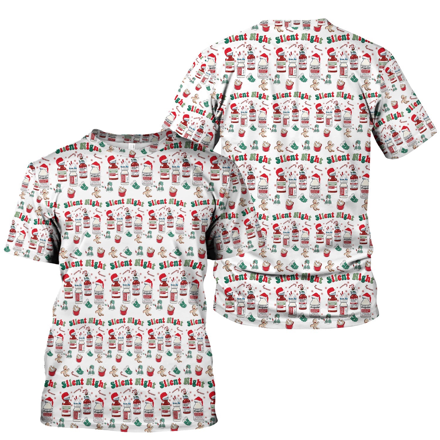Funny Pharmacist Christmas Shirt - Cute Santa Hat Medication Graphic Tee - Holiday Gift for RN LPN CNA