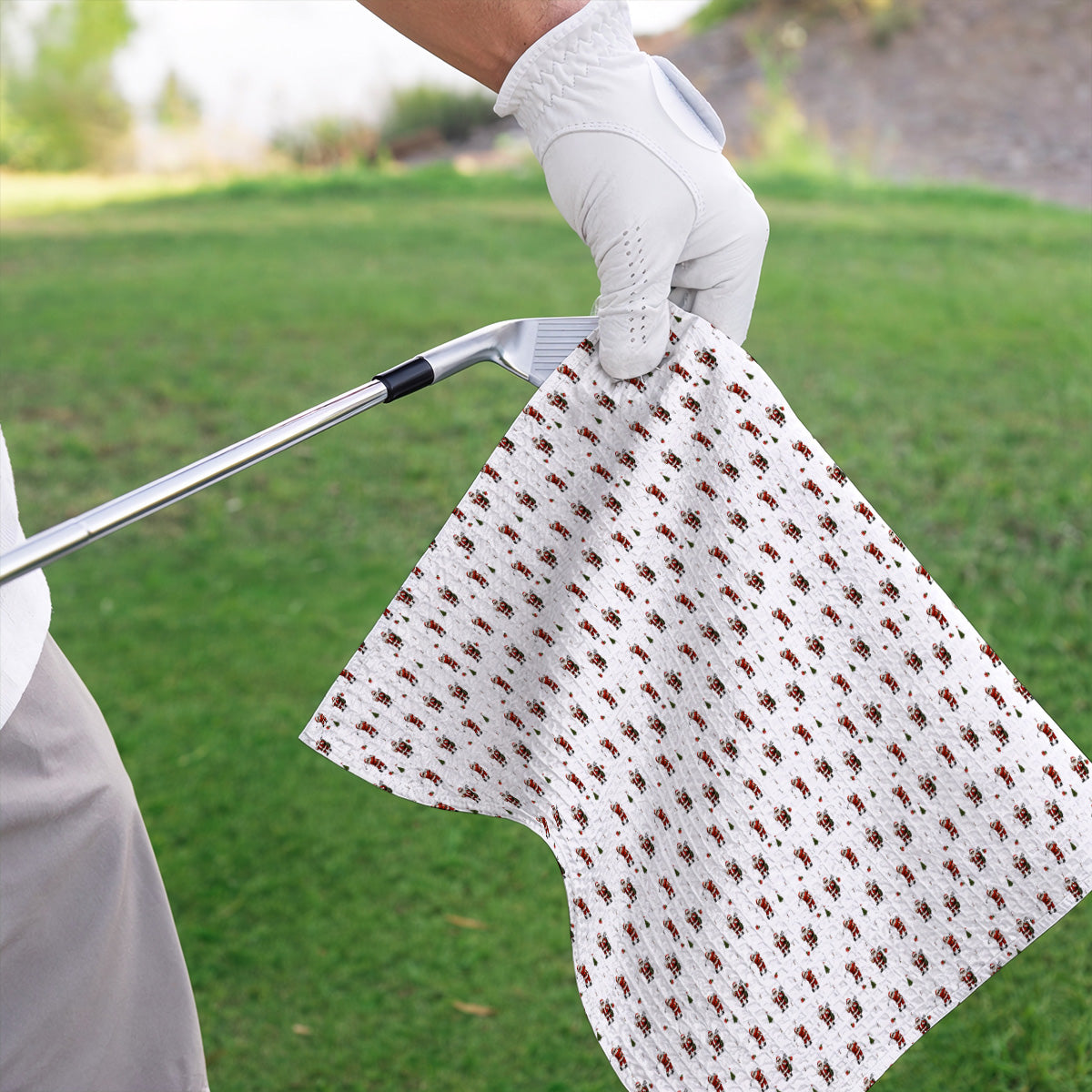Funny Santa Pattern Golf Towels, Xmas Golf Towel For Golfers, Christmas Golf Gift For Holiday