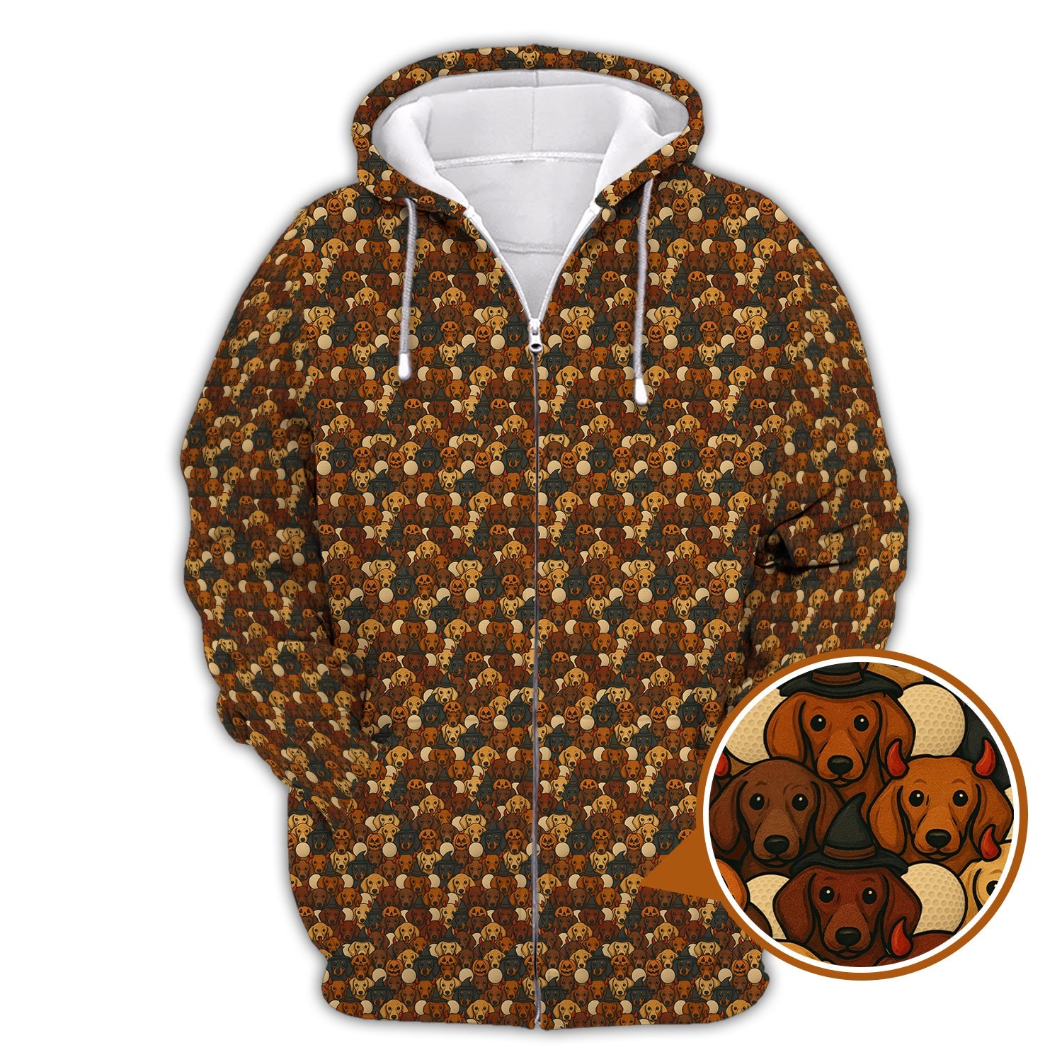 Dachshund Pattern Golf Shirt, Halloween Golf Shirt, Golf Gift For Golfers, Dachshund Golf Shirt For Men