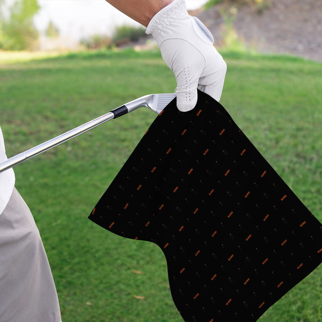 Black Cat Halloween Golf Towels, Spooky Cat Pattern Golf Towel for Halloween Lovers, Funny Golf Gift for Golfers