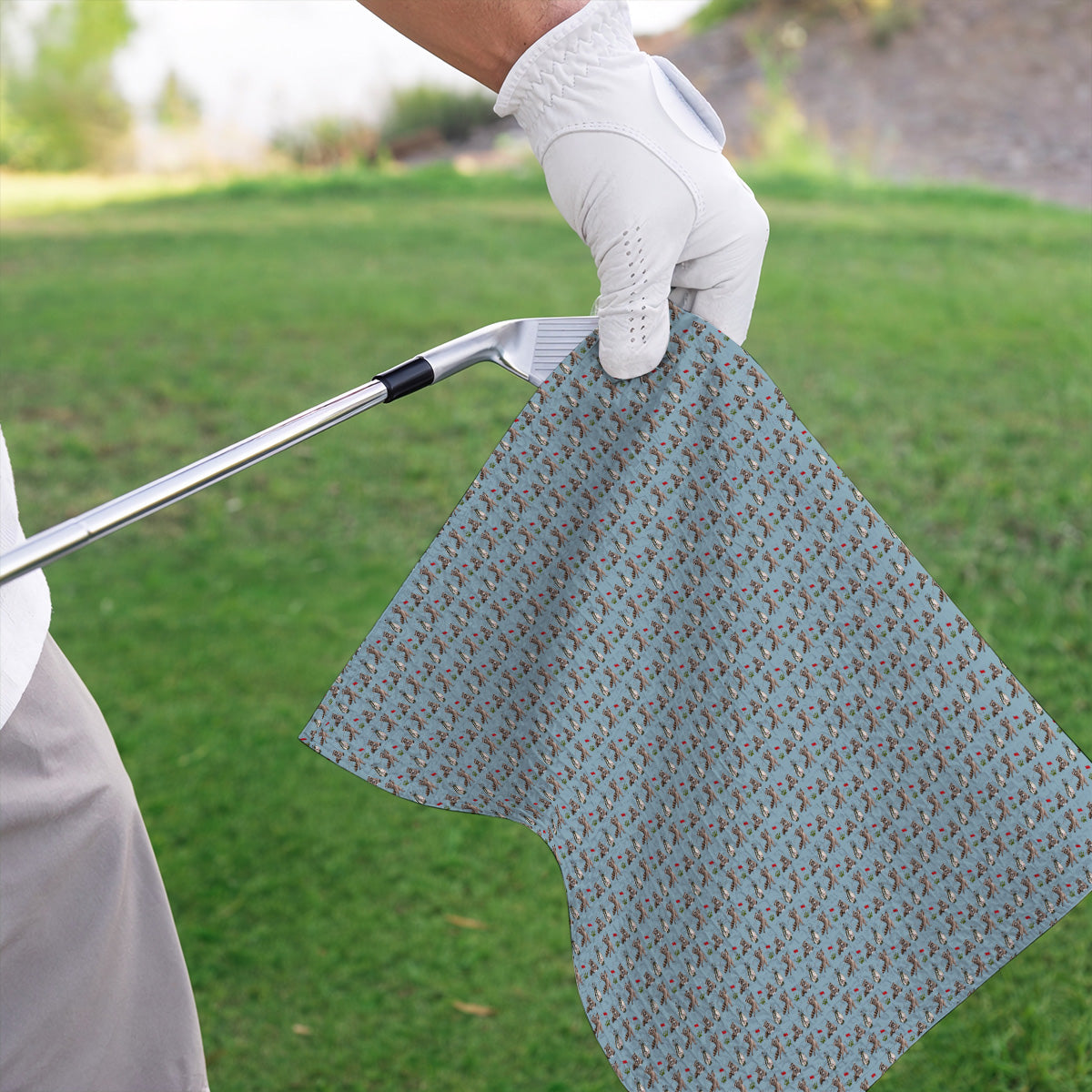 Raccoon Golf Pattern Towels, Funny Raccoon Golf Towel, Woodland Golf Gift For Golfers