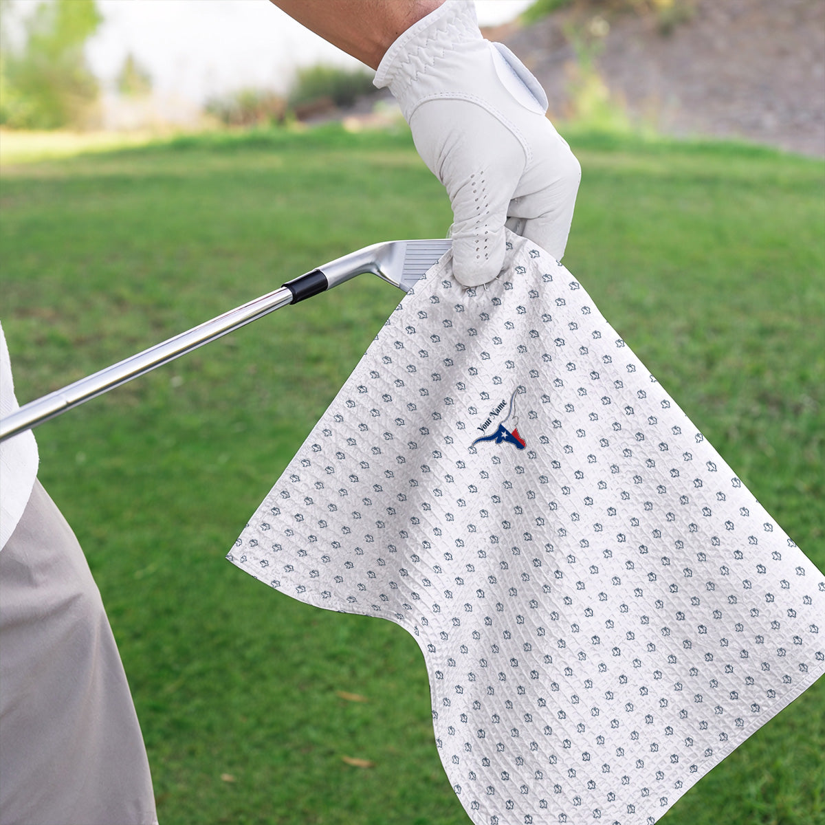 Personalized Texas Longhorn Golf Towels, Texas Pattern Golf Towel, Unique Texas Golf Gift For Golfer