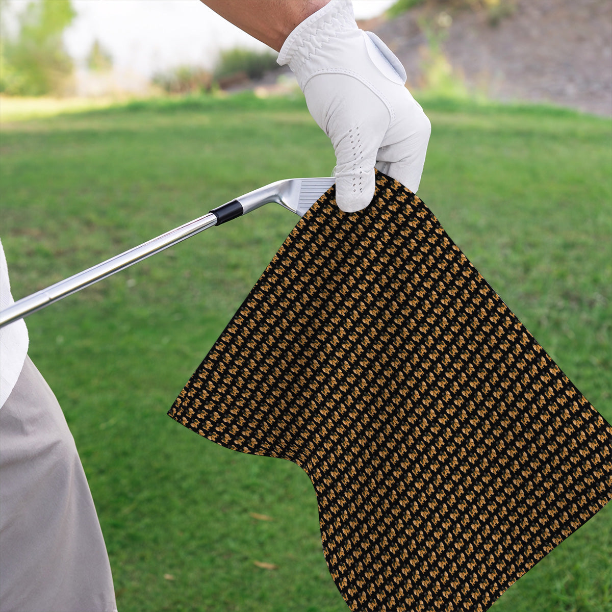 Ginger Long Hair Cat Golf Towel, Cute Orange Cat Pattern Golf Towels for Cat Lovers, Golf Gift for Long Haired Cat Owners