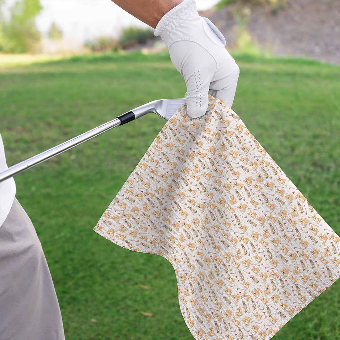 Funny Corgi Golf Towel For Golfer, Corgi Pattern Golf Towels, Dog Lover Golf Gift