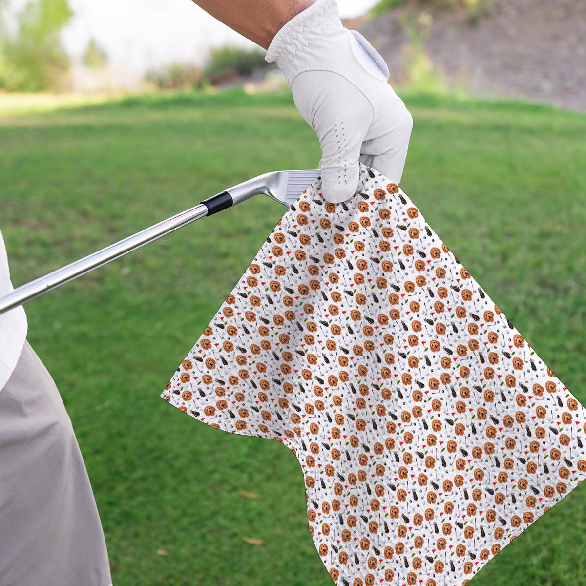 Goldendoodle Golf Towels, Crazy Doodle Dog Pattern Golf Towel, Golf Gift For Golfers