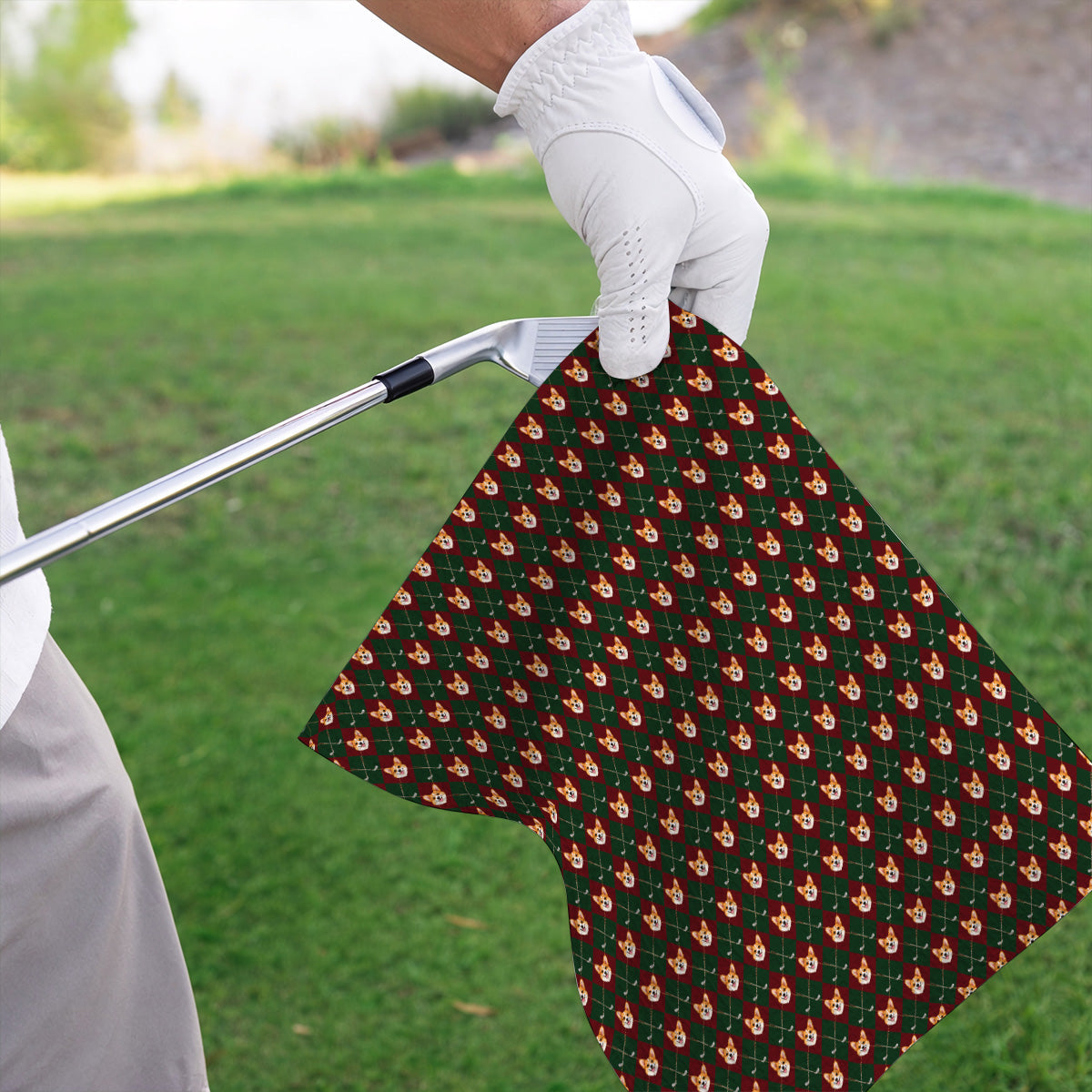 Corgi Christmas Golf Towels, Crazy Corgi Pattern Golf Towel, Xmas Golf Gift For Golfers