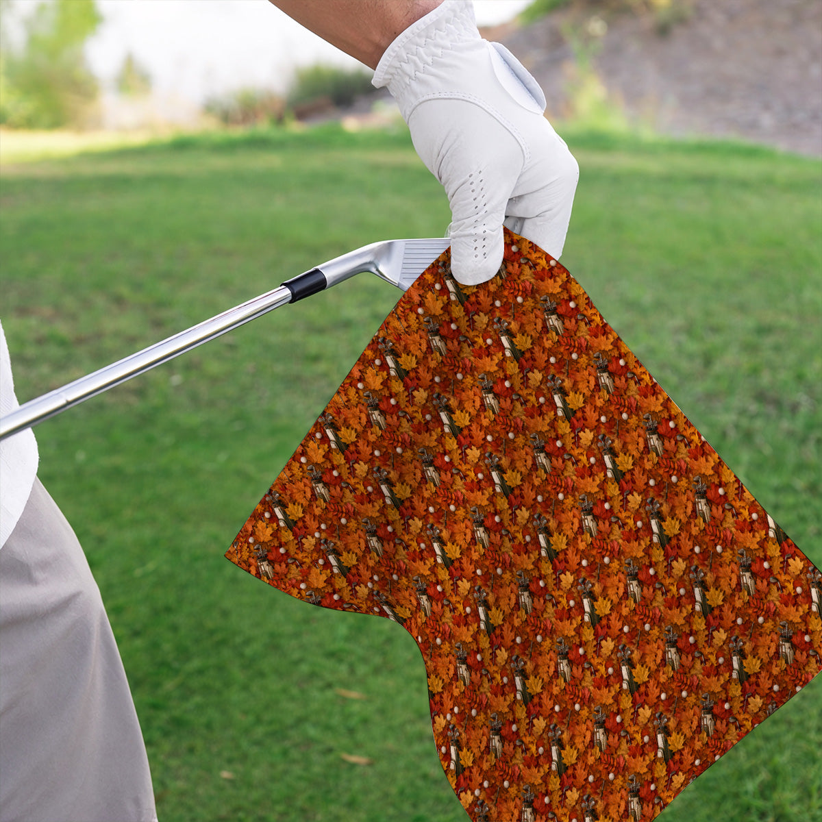 Autumn Golf Towels, Fall Leaves Pattern Golf Towel, Maple Leaf Golf For Golfer