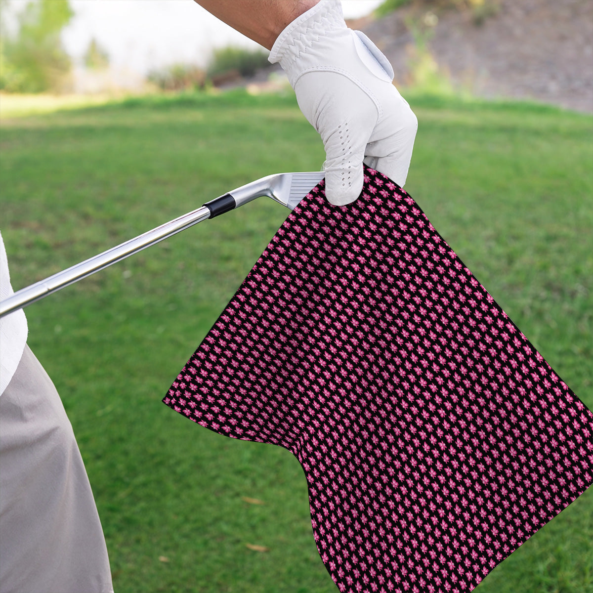 Breast Cancer Awareness Golf Towel, Pink Ribbon Butterfly Golf Towels for Golf Lovers, Support Cancer Awareness Golf Gift