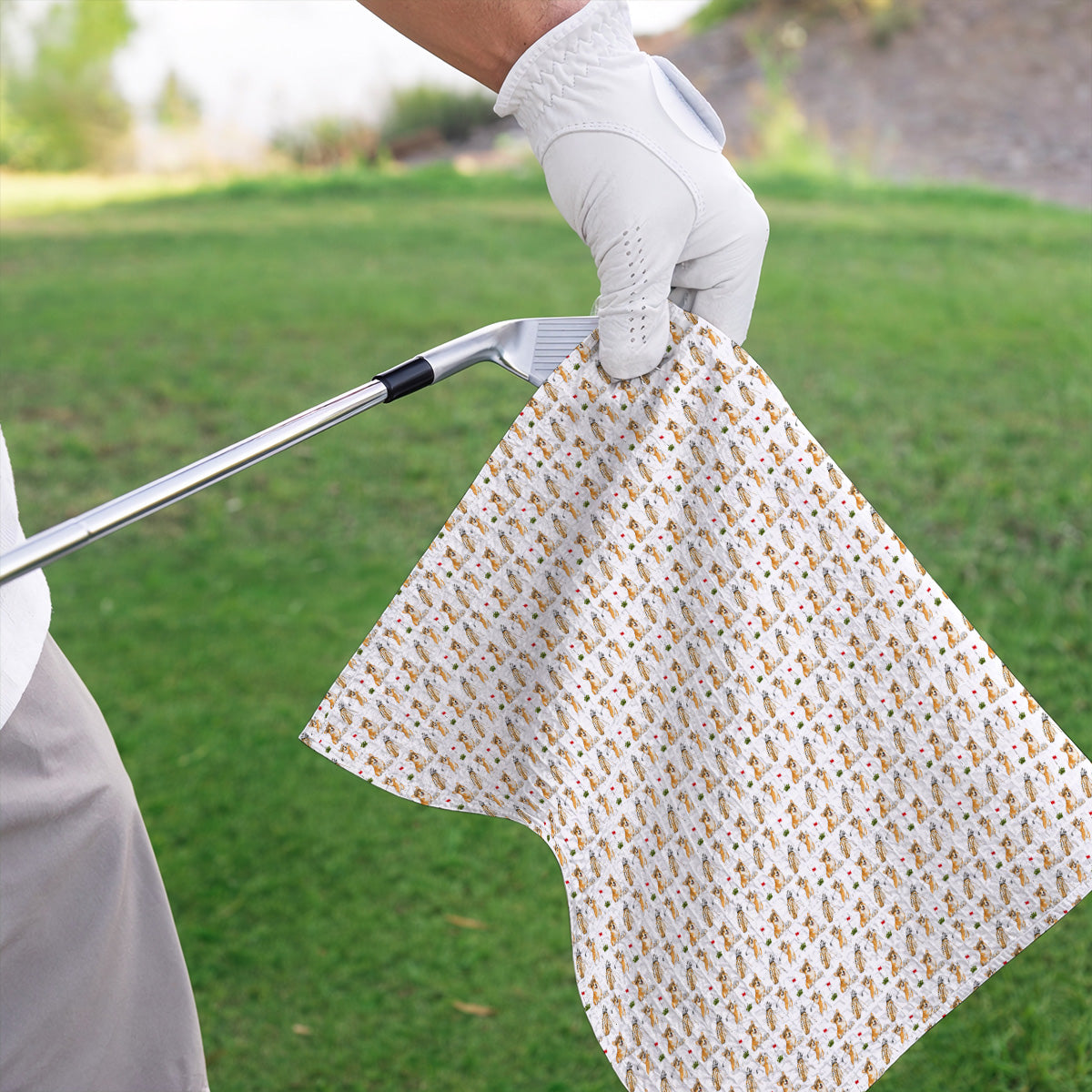 Funny Corgi Golf Towel, Corgi Pattern Golf Towels, Dog Lover Golf Gift