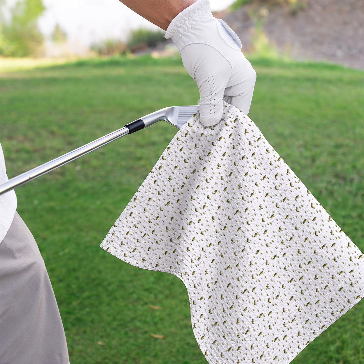 Crazy Bass Fishing Golf Towels, Largemouth Bass Pattern Golf Towel, Golf Gift For Fishing Enthusiasts