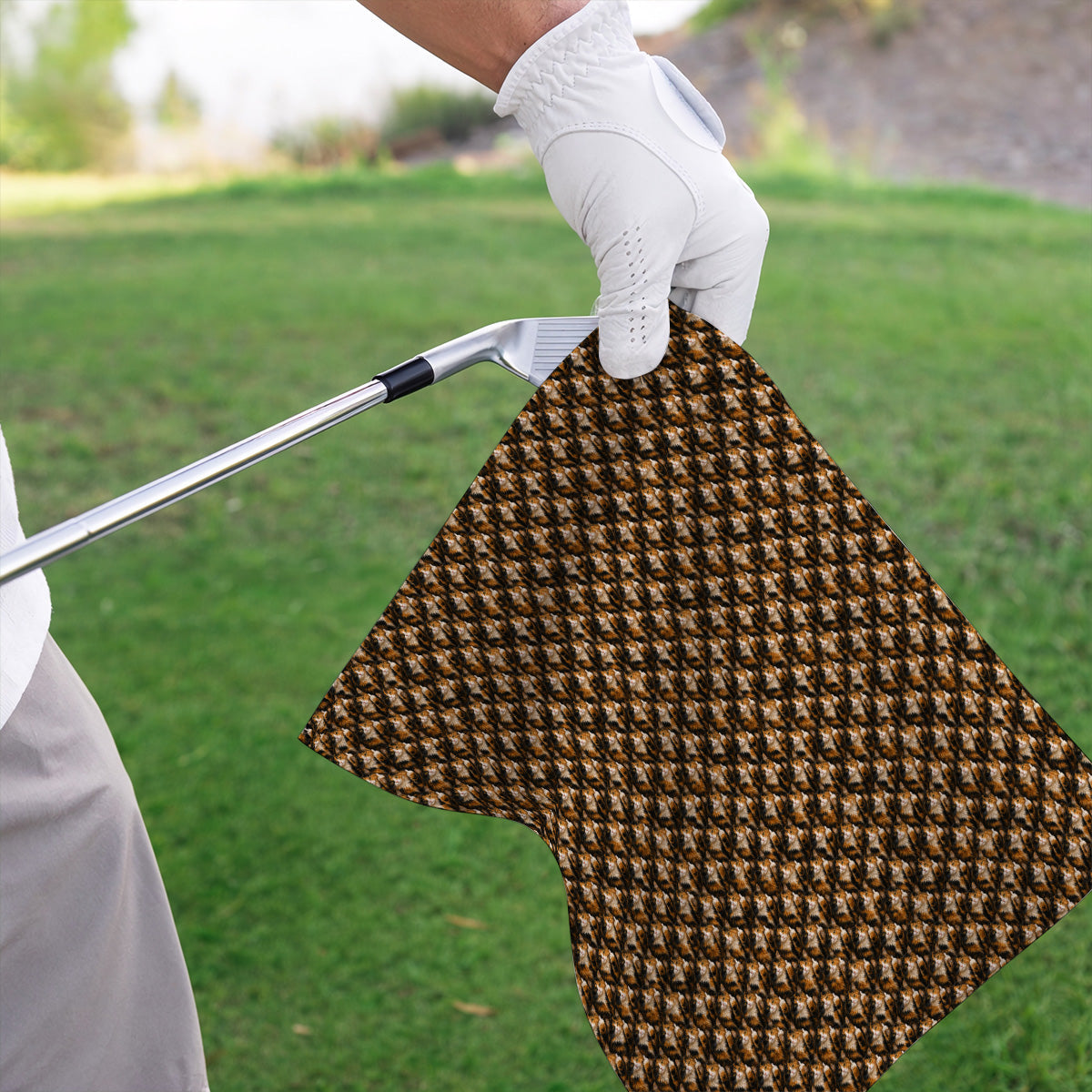 Calico Longhair Cat Golf Towel, Funny Calico Cat Pattern Golf Towels, Golfer Gift for Cat Lovers