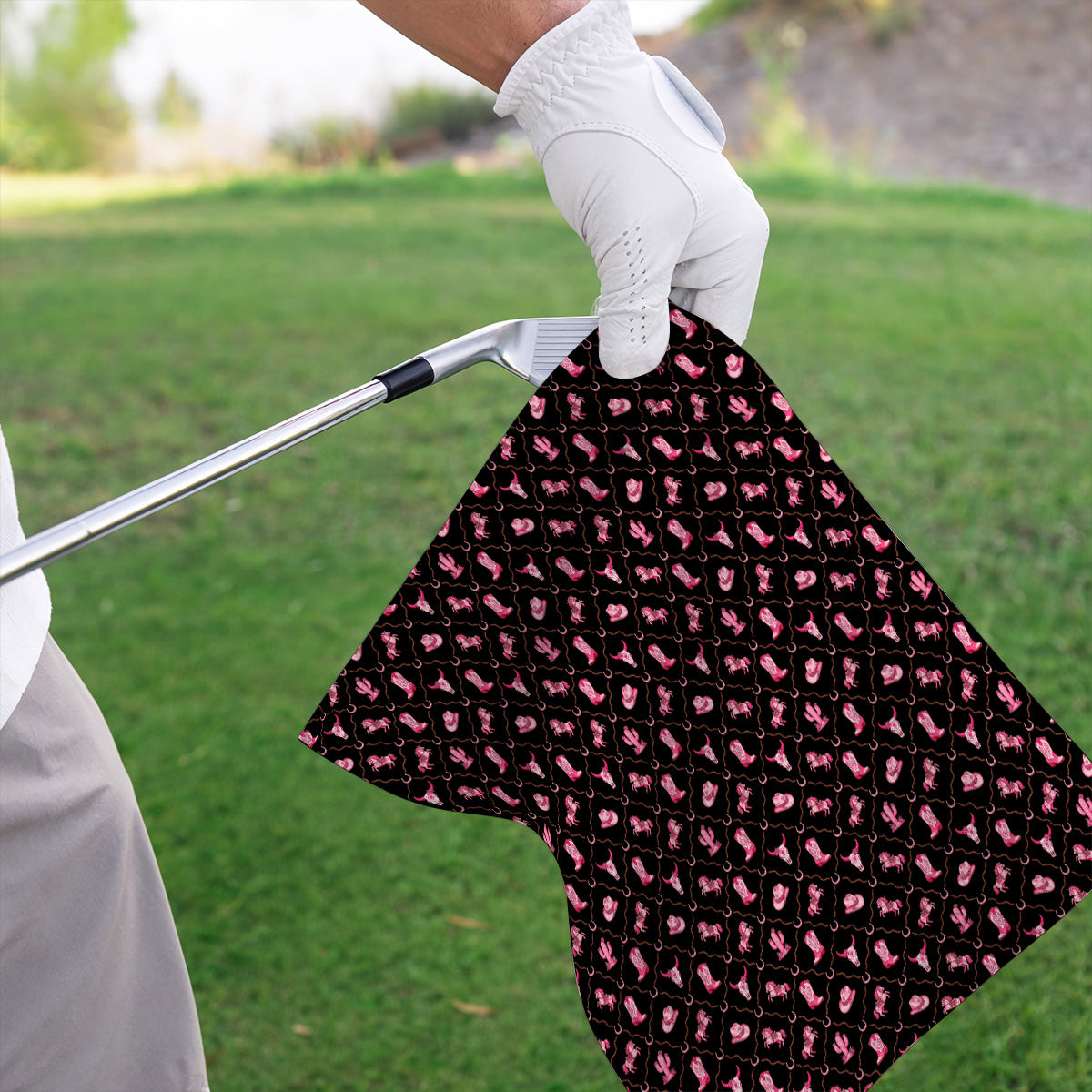 Pink Cowgirl Golf Towels, Western Rodeo Pattern Golf Towel, Funny Golf Gift For Golfers