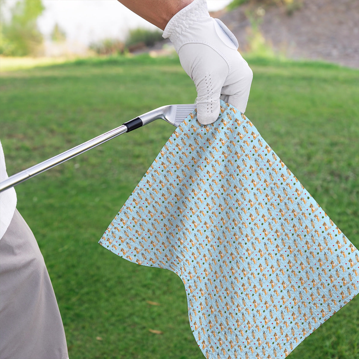 Funny Corgi Golf Towel, Corgi Pattern Golf Towels, Dog Lover Golf Gift