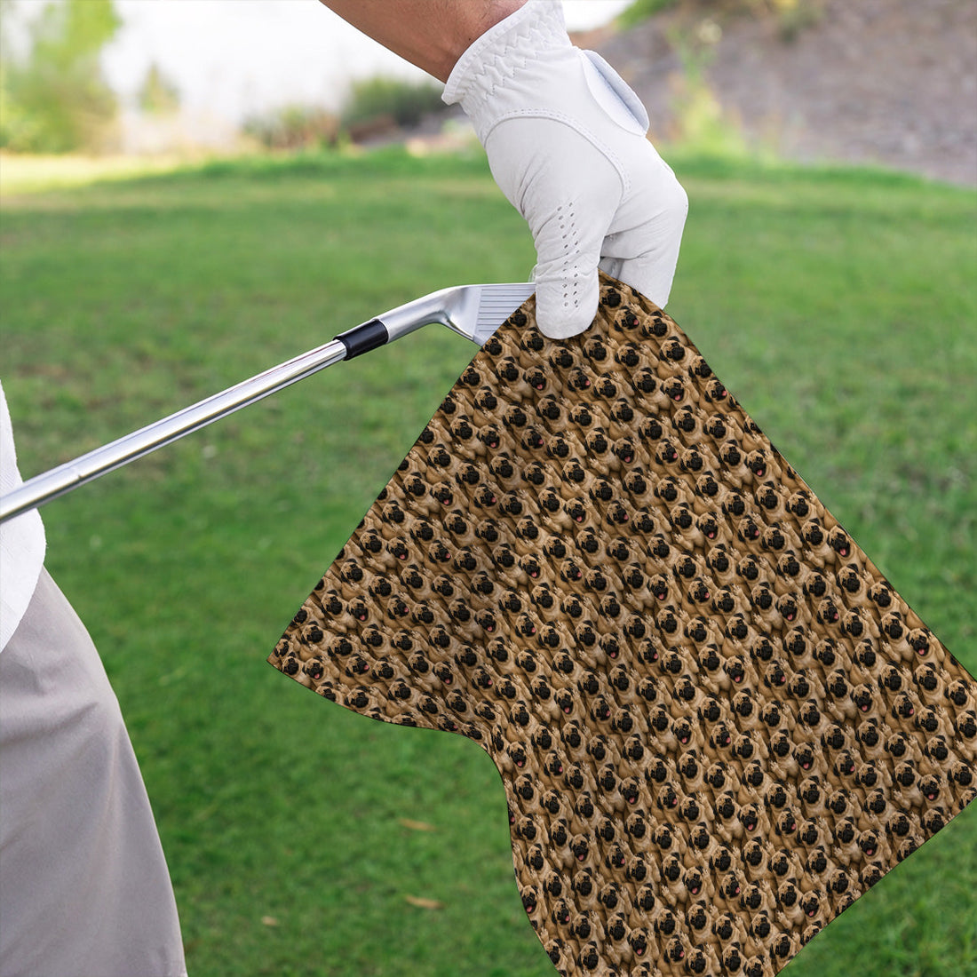 Crazy Pug Golf Towel, Pug Pattern Golf Towels, Dog Lover Golf Gift