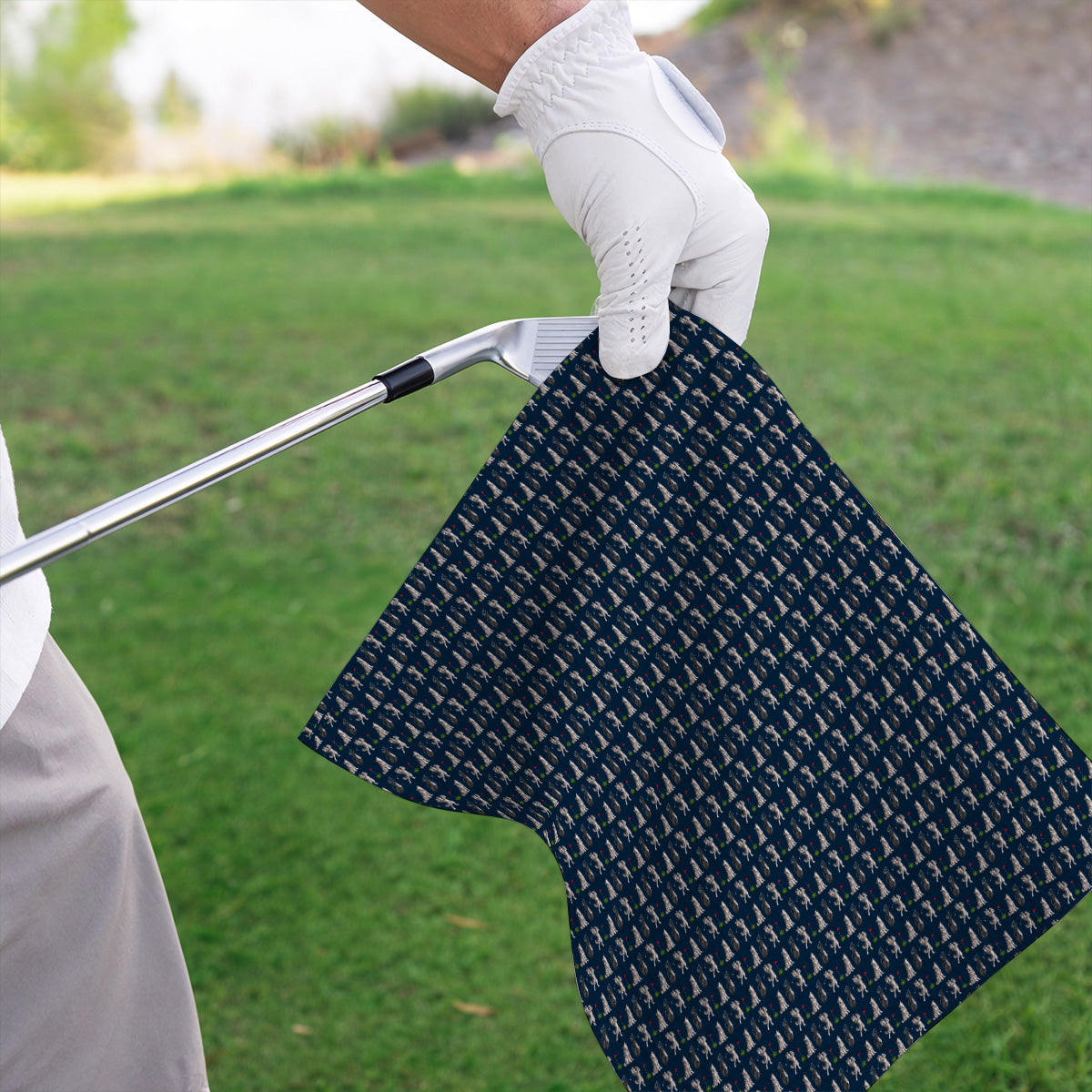 Wolf Golf Towels, Funny Wolf Golf Pattern Towel, Wildlife Lover Golf Gift for Golfer