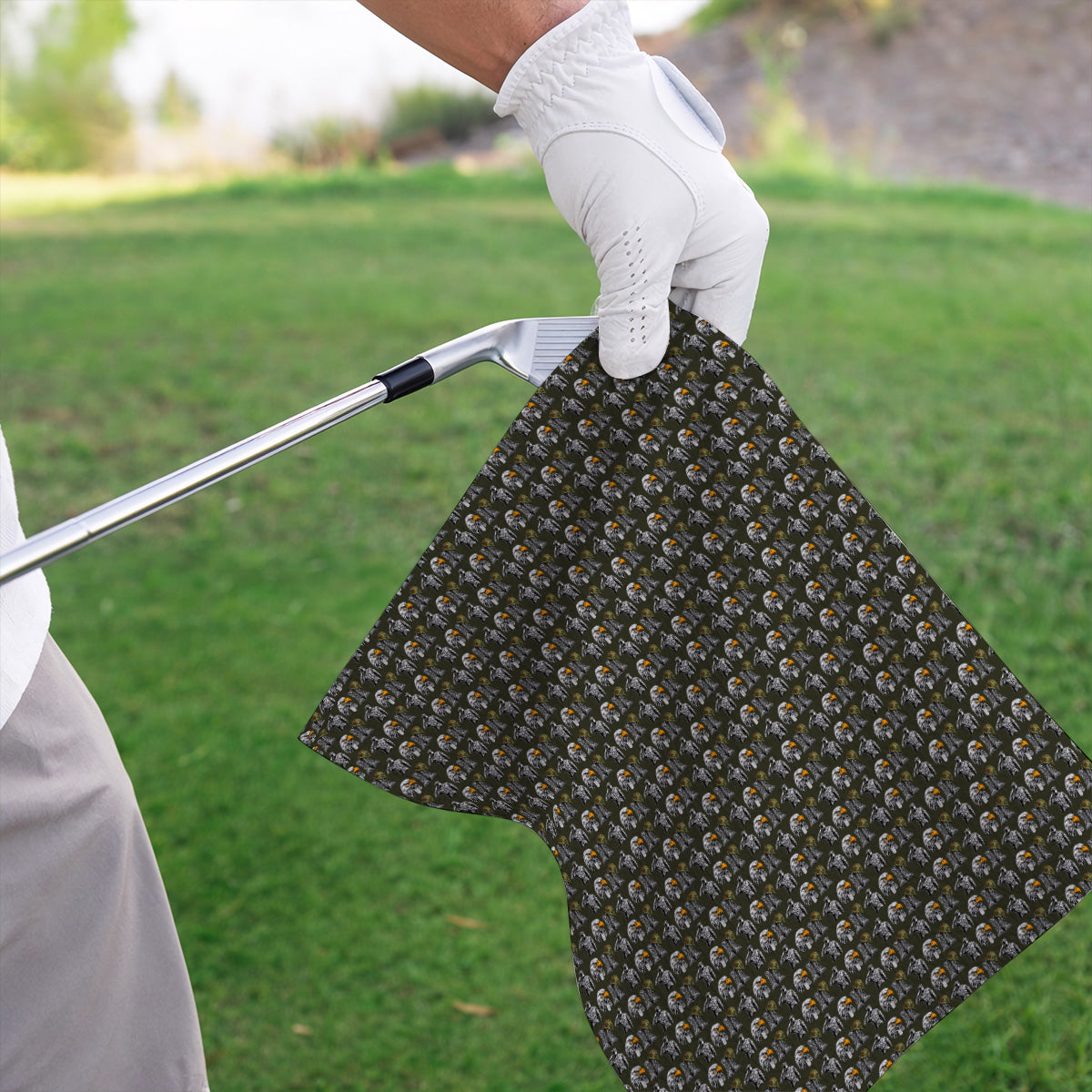 Veteran Eagle Golf Towels, Military Soldier & Army Tribute Pattern Golf Towel, Patriotic Veterans Day Golf Gift for Golfer