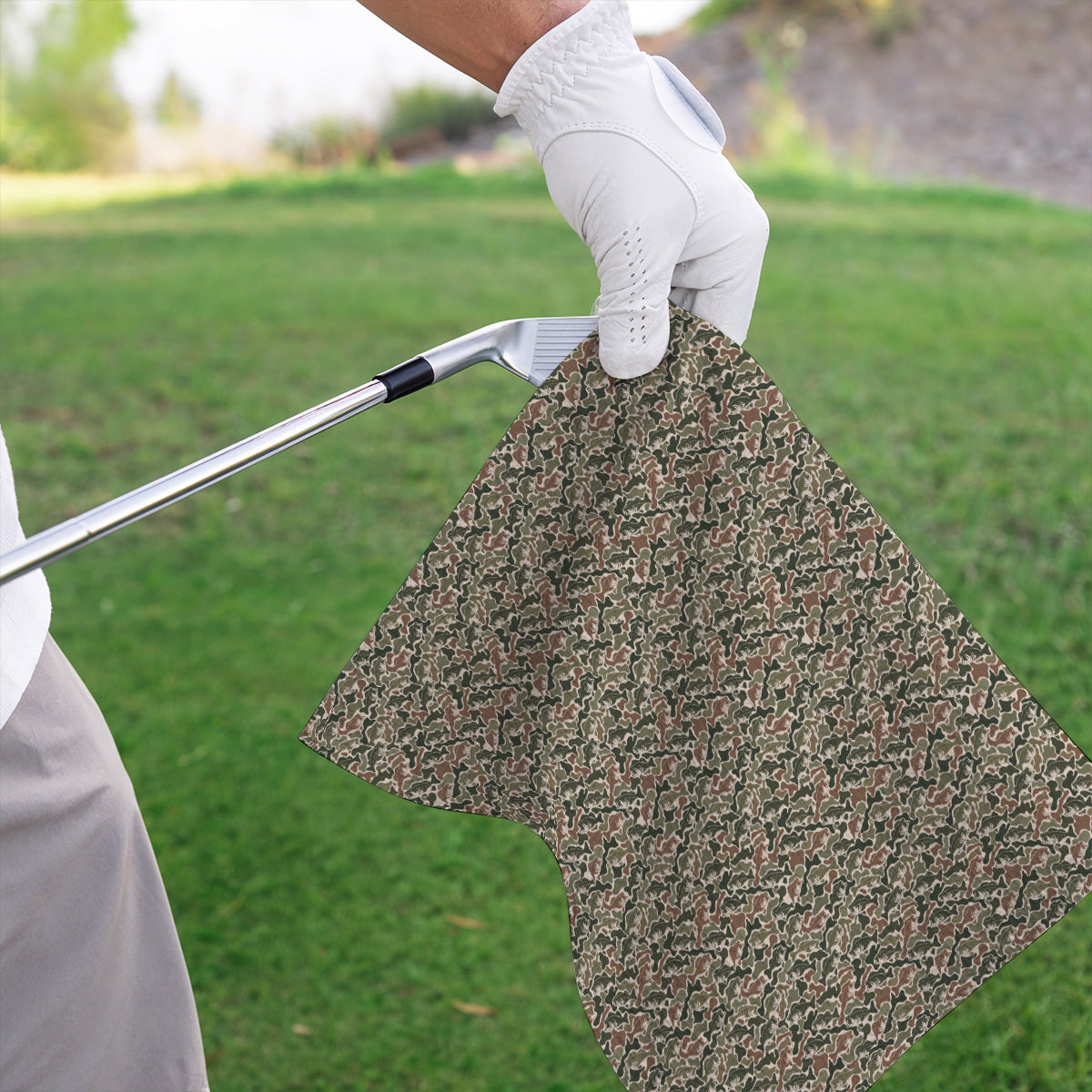 Bass Fishing Camo Pattern Golf Towels, Largemouth Bass Camouflage Golf Towel, Golf Gift For Golfers