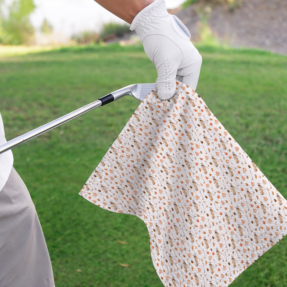 Vintage Squirrel Golf Towel, Autumn Golf Fall Pattern Towels, Golf Gift For Golfer