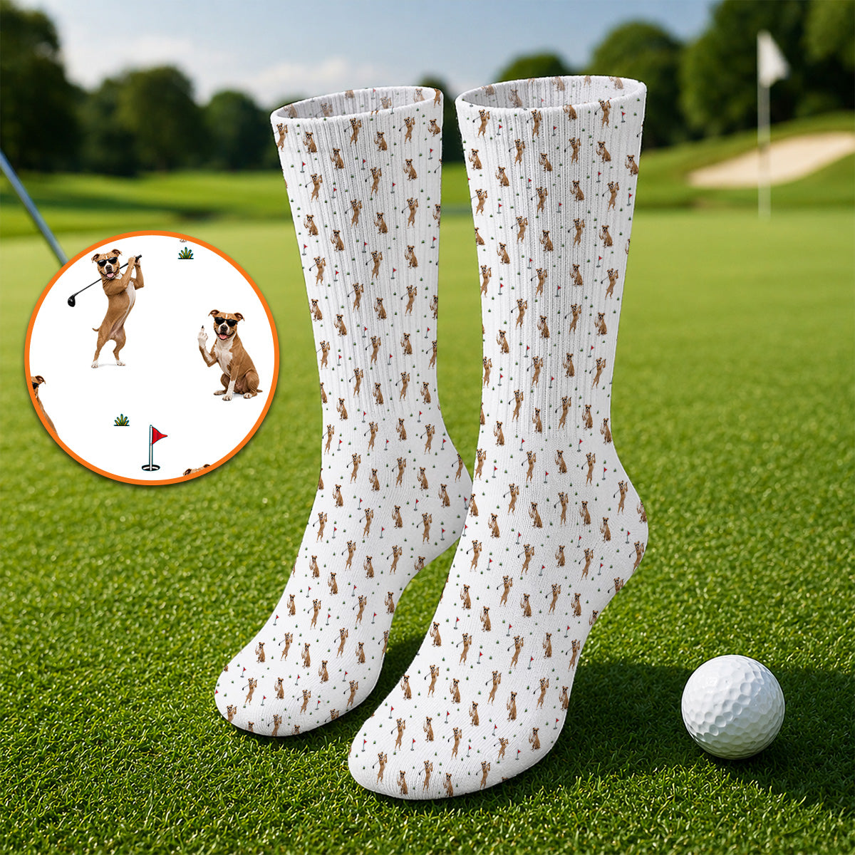 Pit Bull Golf Socks, Funny Pit Bull Pattern Golf Sock for Dog Lovers, Golf Gift for Golfer